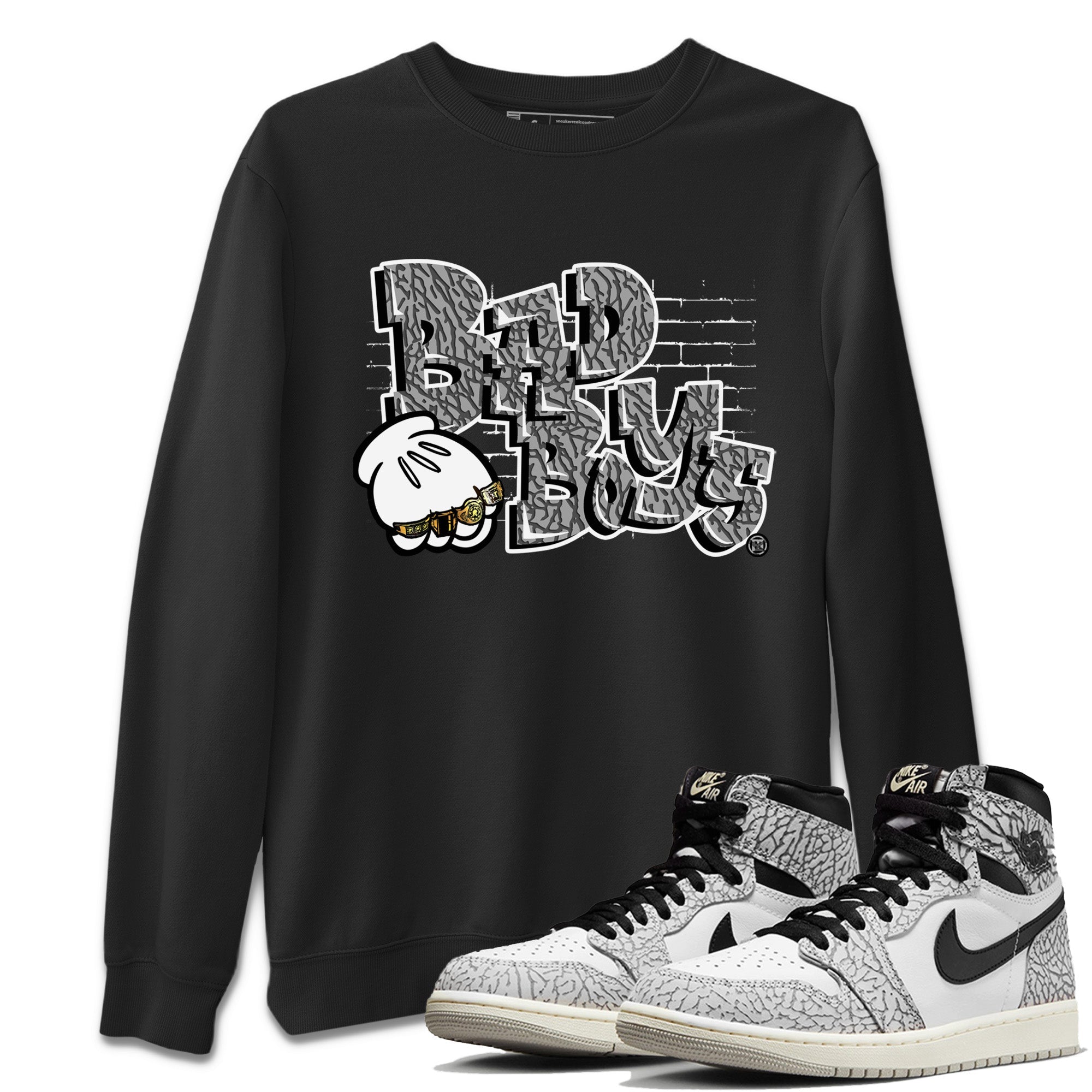 Bad Boys Unisex Tops - Air Jordan 1 White Cement