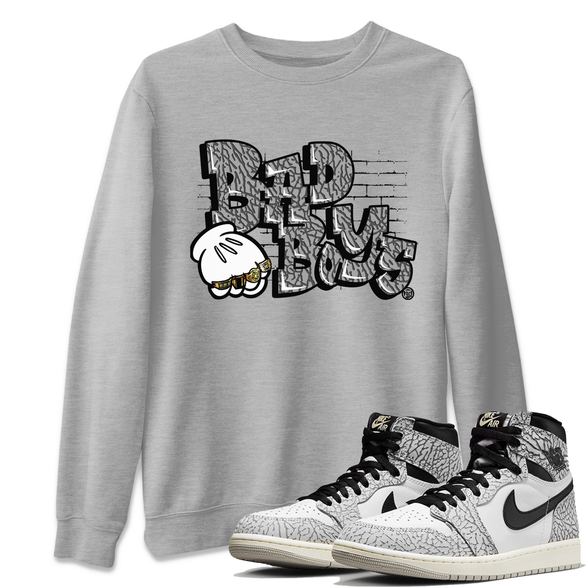Bad Boys Unisex Tops - Air Jordan 1 White Cement