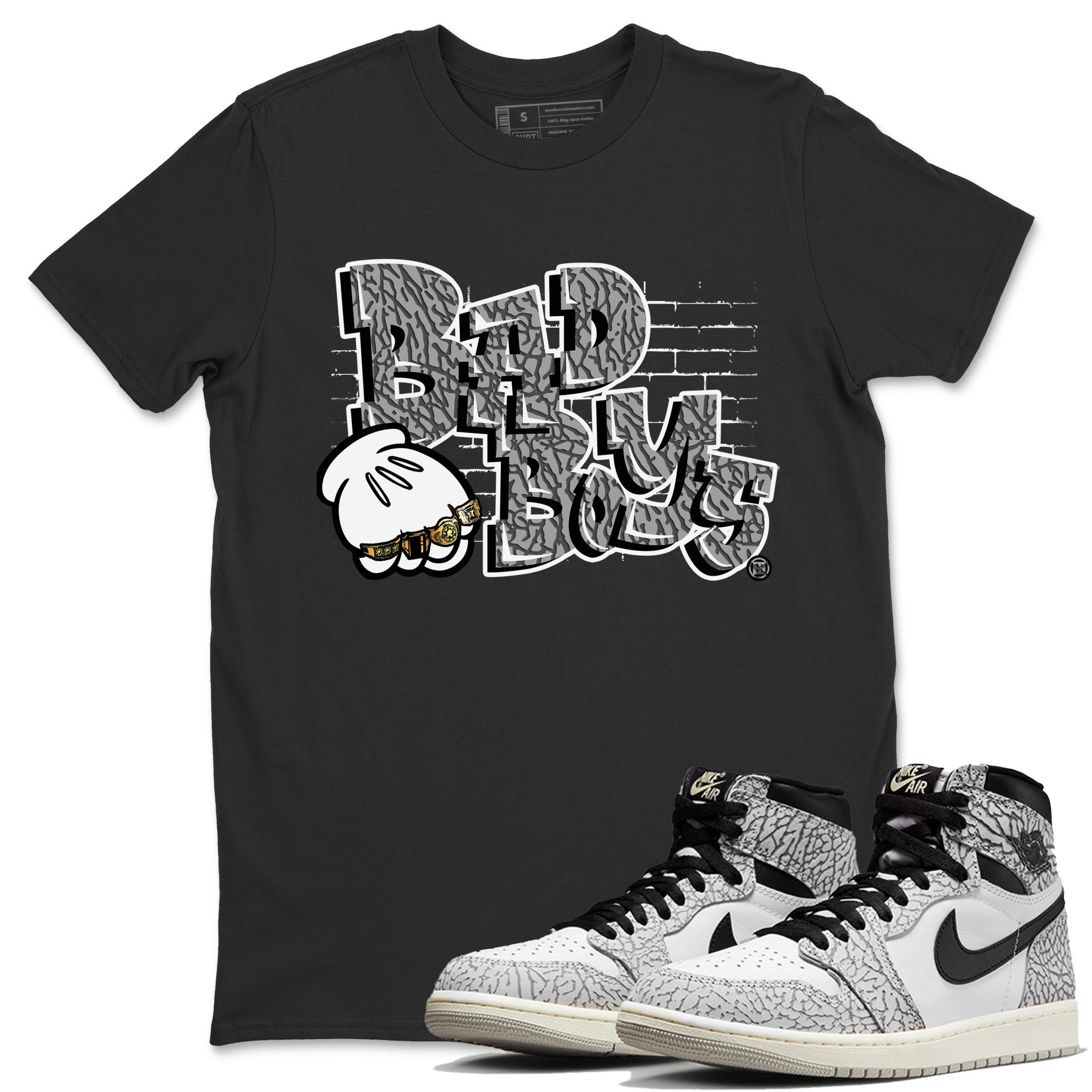 Bad Boys Unisex Tops - Air Jordan 1 White Cement