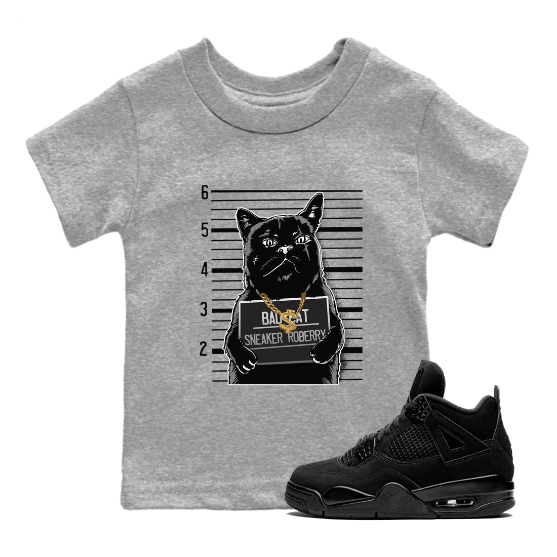 Bad Cat snkmatch Tees Kids - Air Jordan 4 Black Cat
