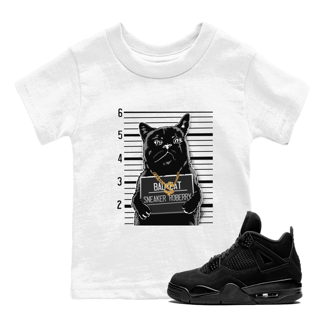 Bad Cat snkmatch Tees Kids - Air Jordan 4 Black Cat