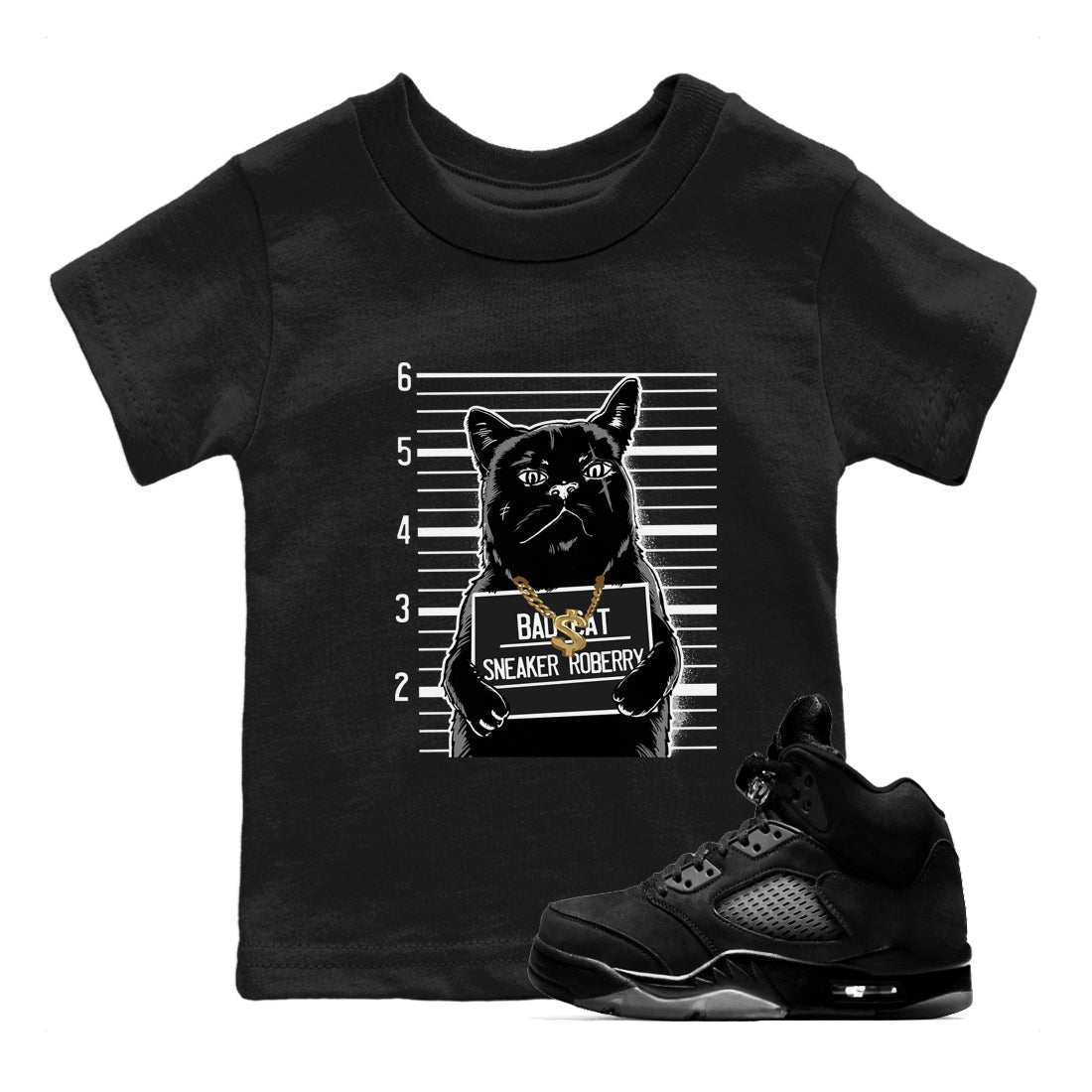Bad Cat snkmatch Tees Kids - Air Jordan 5 Black Cat