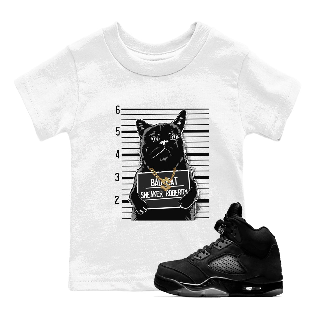 Bad Cat snkmatch Tees Kids - Air Jordan 5 Black Cat