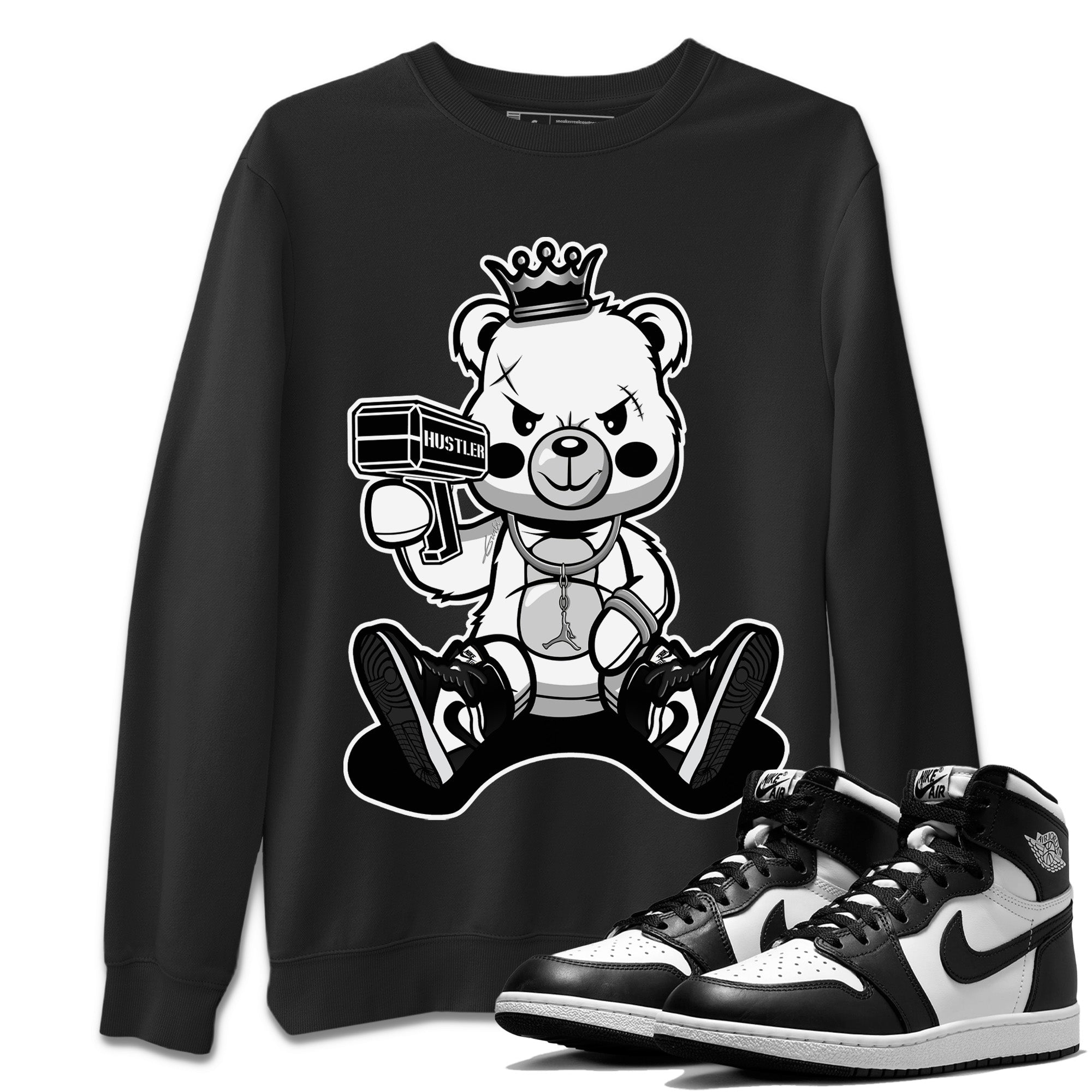 Bad King Baby Bear Unisex Tops - Air Jordan 1 Black White