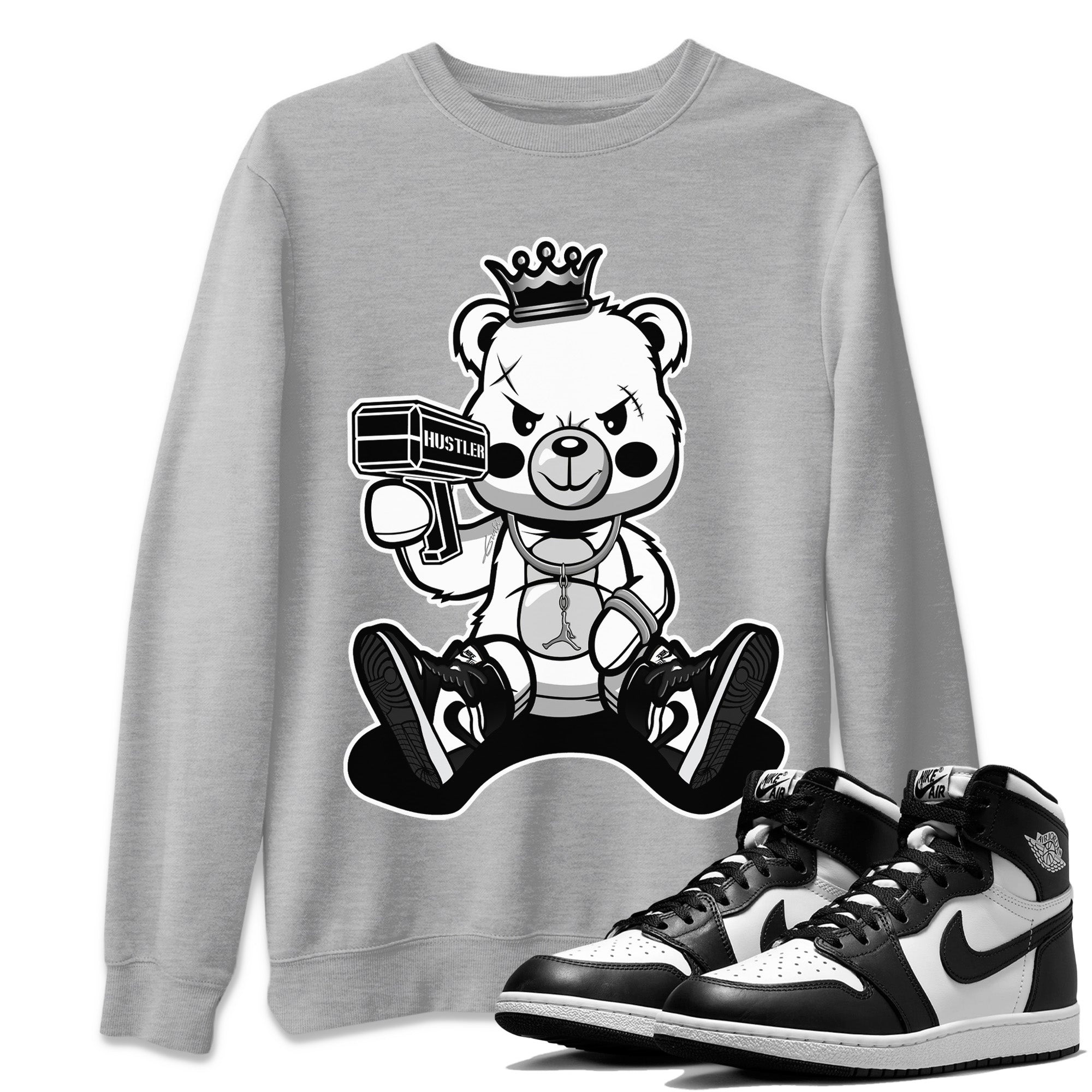 Bad King Baby Bear Unisex Tops - Air Jordan 1 Black White