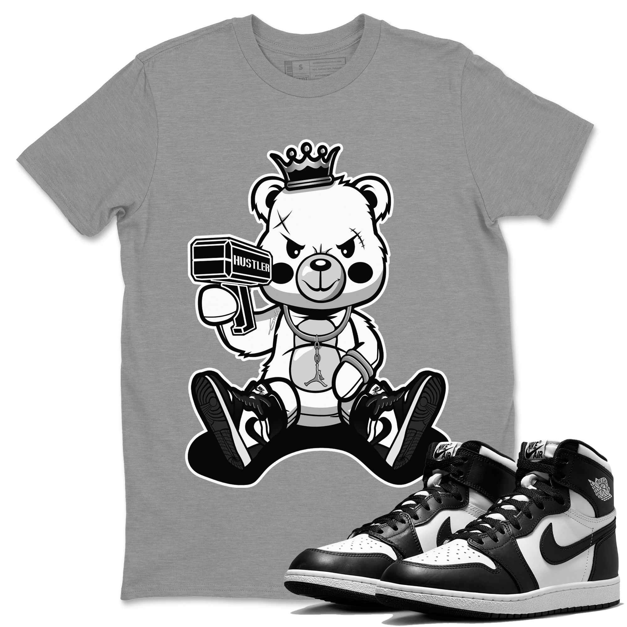 Bad King Baby Bear Unisex Tops - Air Jordan 1 Black White