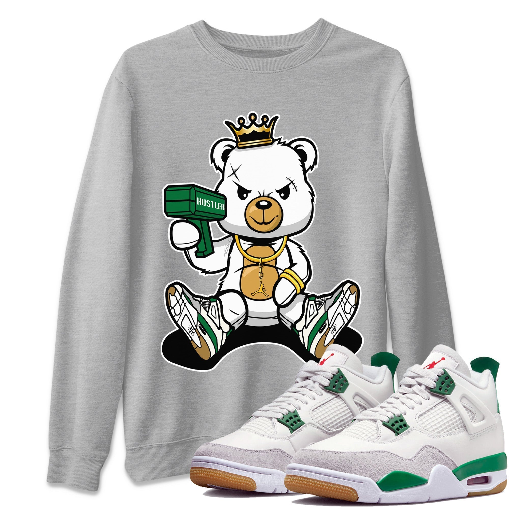 Bad King Baby Bear Unisex Tops - Air Jordan 4 Pine Green