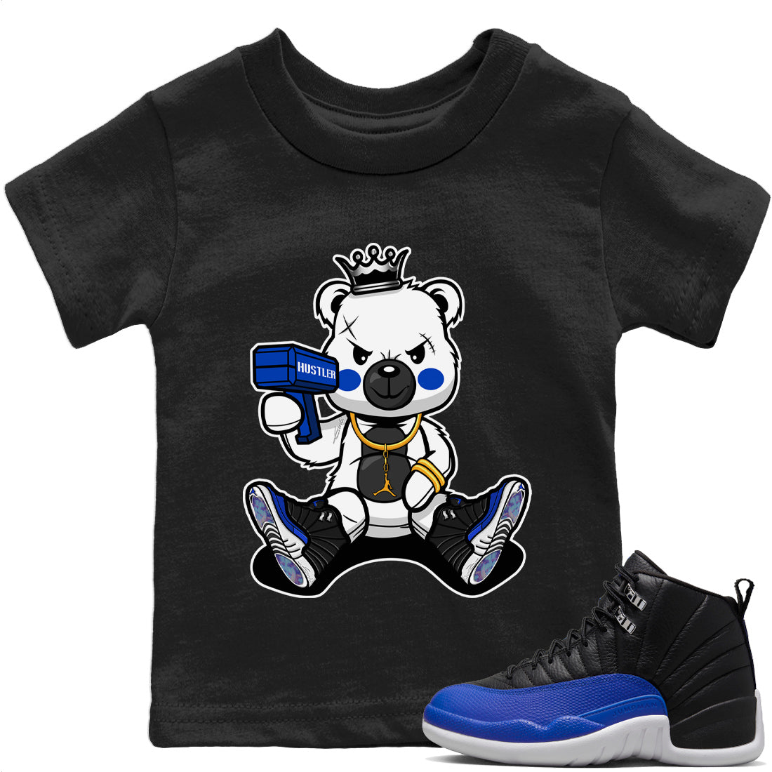 Bad King Baby Bear Kids Tops - Air Jordan 12 Hyper Royal