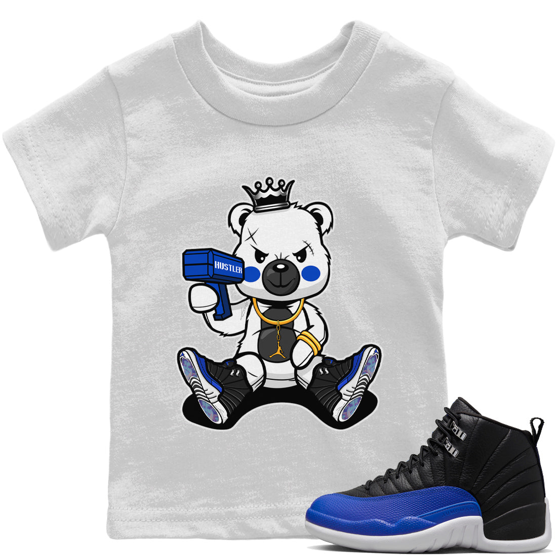 Bad King Baby Bear Kids Tops - Air Jordan 12 Hyper Royal