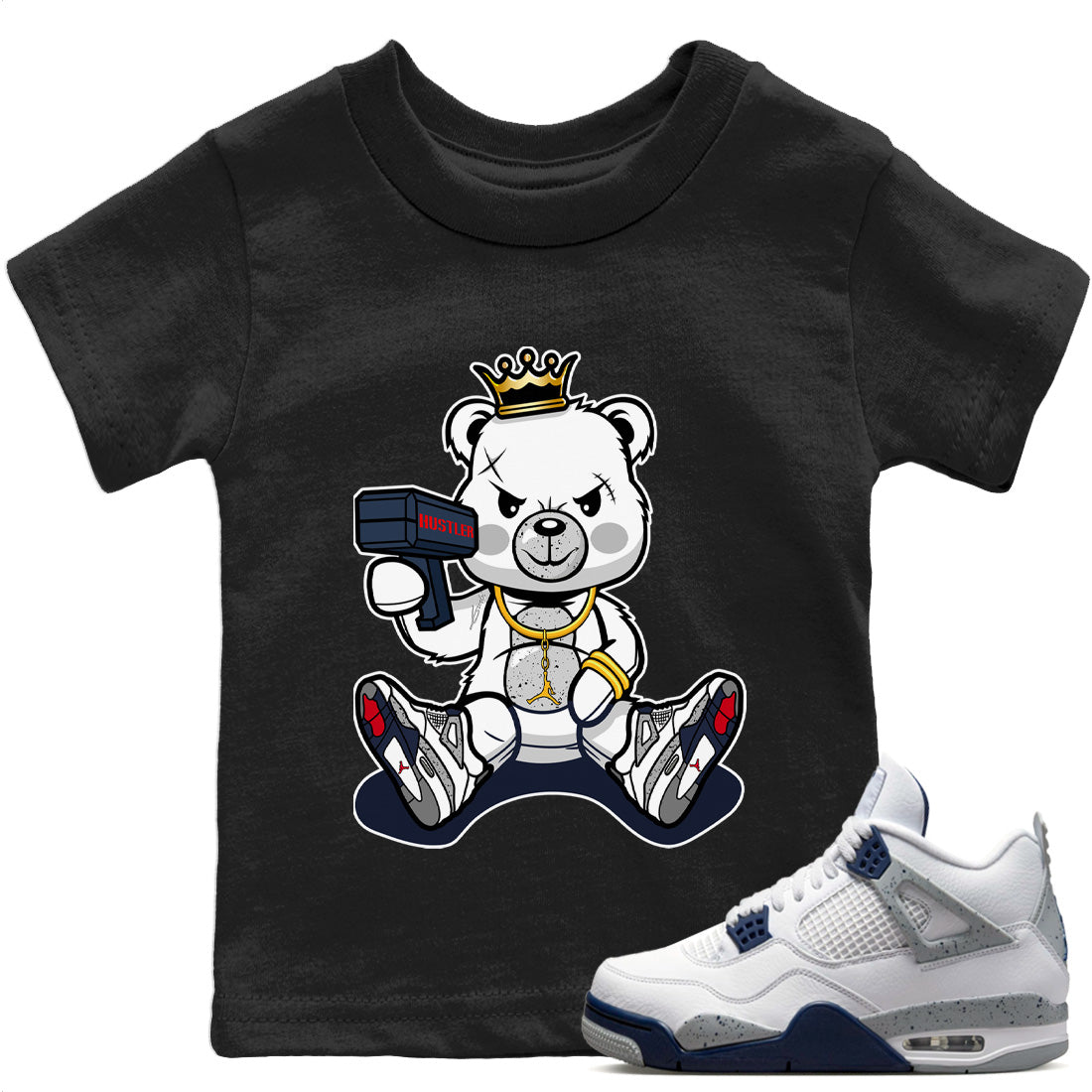 Bad King Baby Bear Kids Tops - Air Jordan 4 Midnight Navy