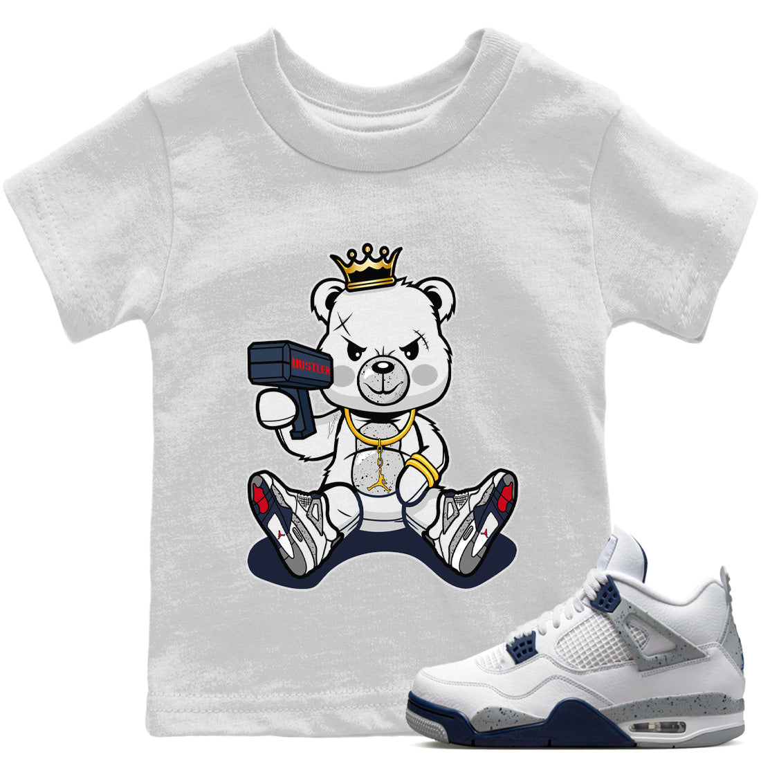 Bad King Baby Bear Kids Tops - Air Jordan 4 Midnight Navy
