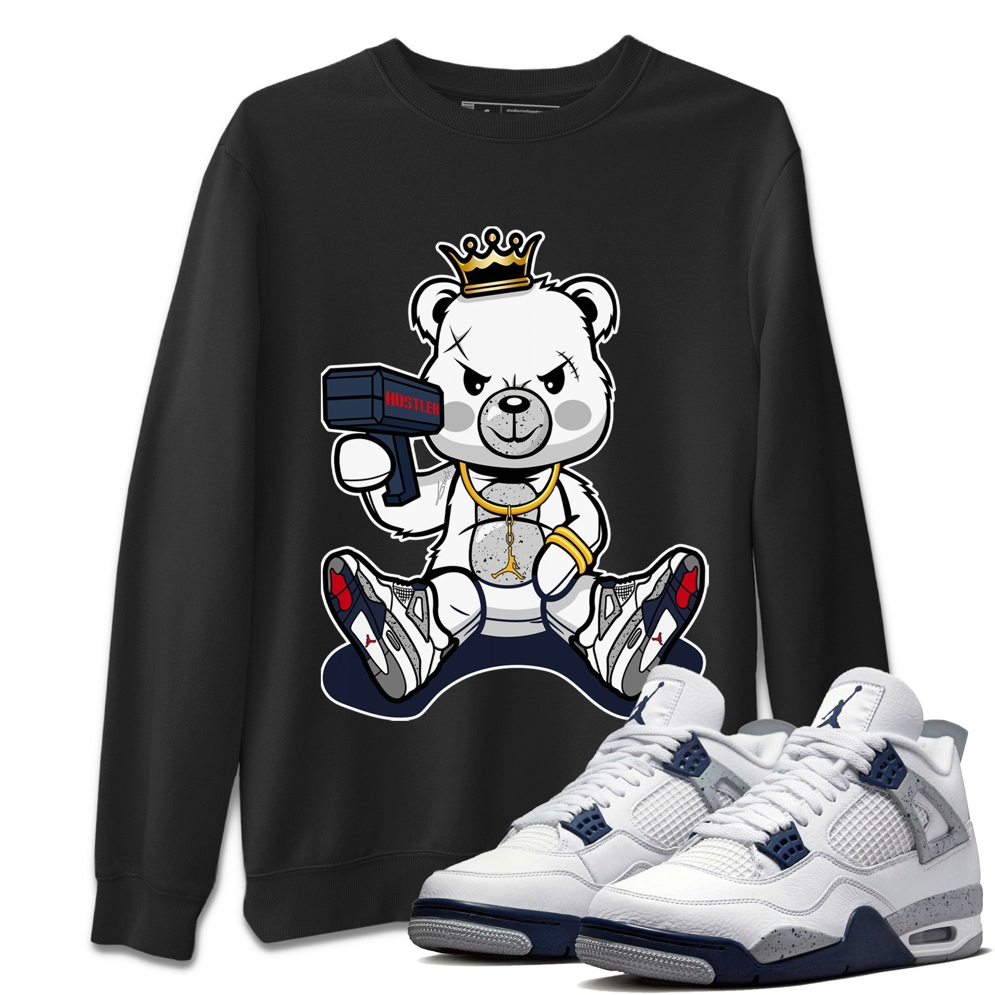 Bad King Baby Bear Unisex Tops - Air Jordan 4 Midnight Navy