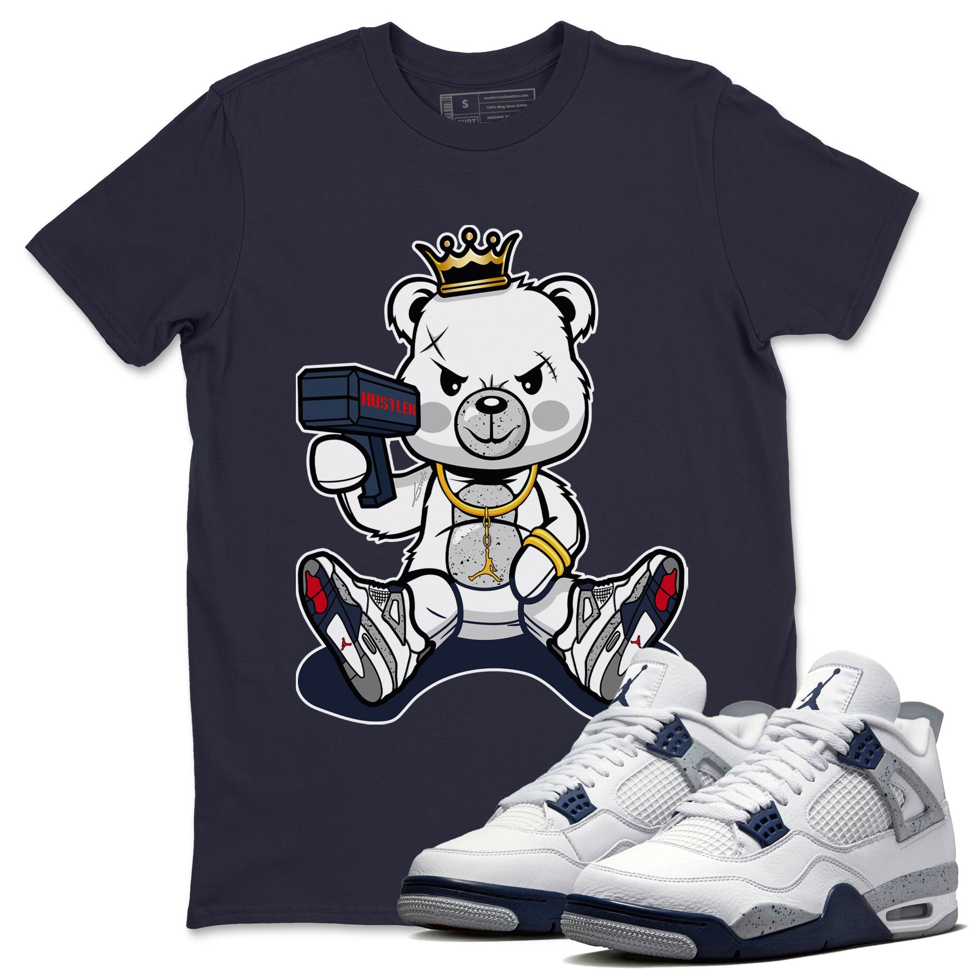 Bad King Baby Bear Unisex Tops - Air Jordan 4 Midnight Navy