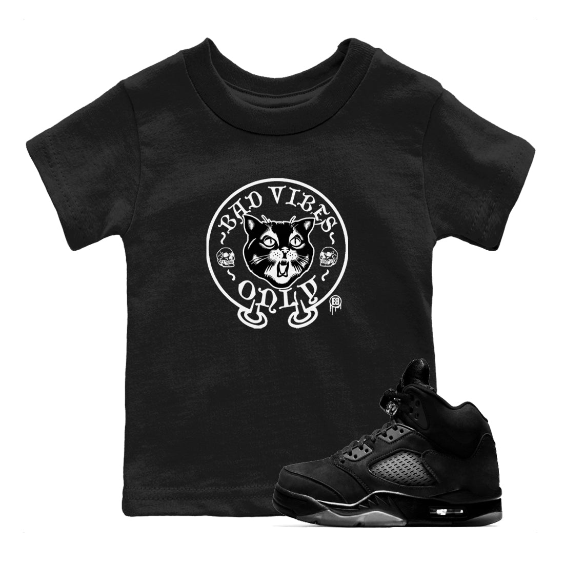 Bad Vibes Only snkmatch Tees Kids - Air Jordan 5 Black Cat