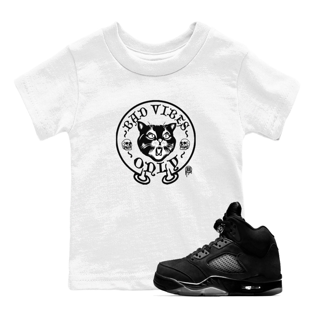 Bad Vibes Only snkmatch Tees Kids - Air Jordan 5 Black Cat