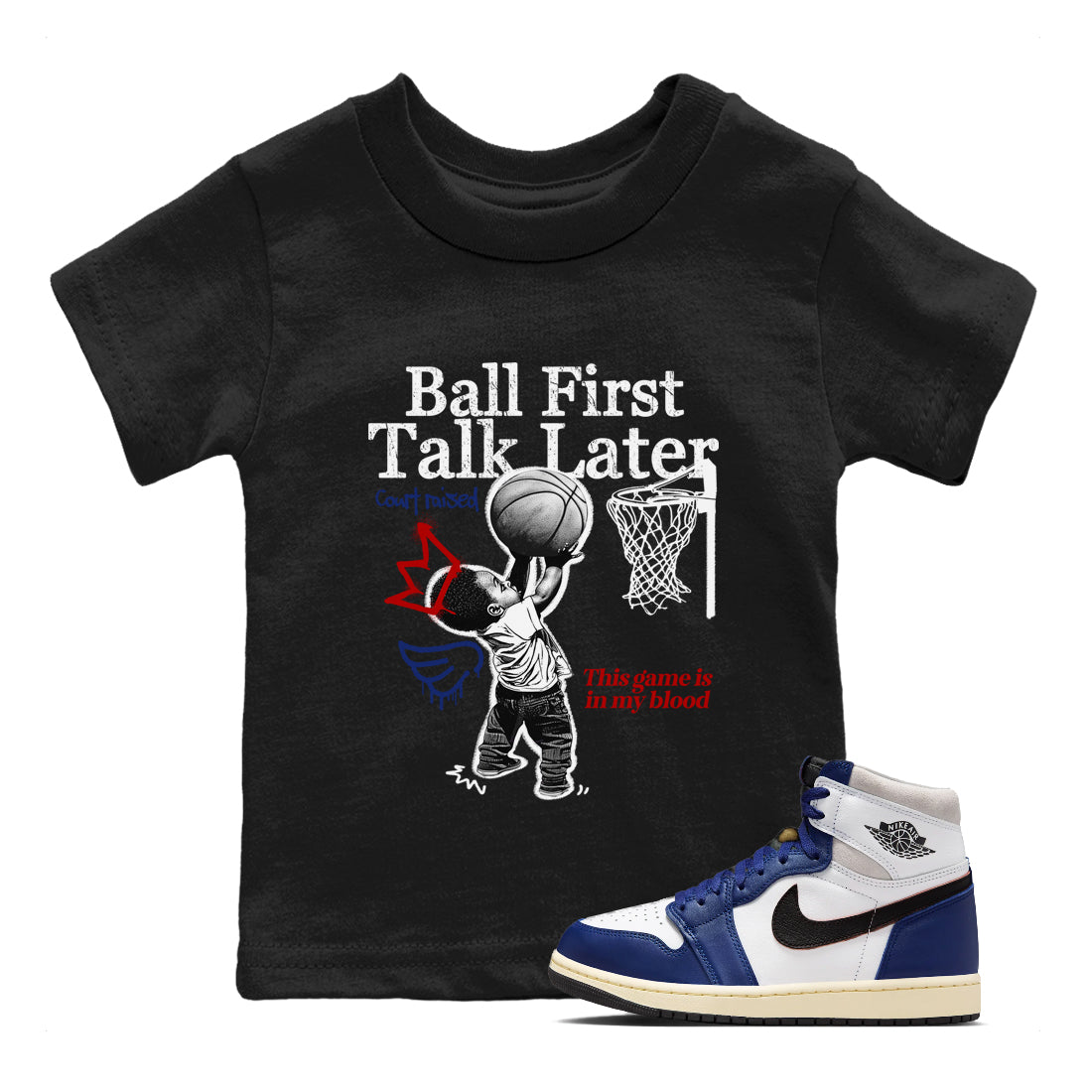 Ball First Talk Later snkmatch Tees Kids - Air Jordan 1 Rare Air
