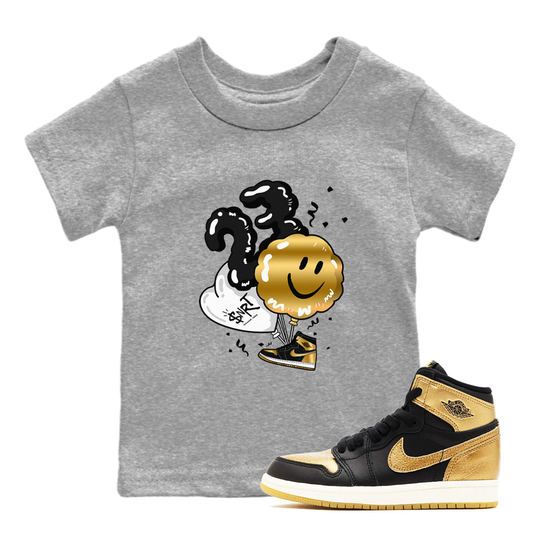 Balloon snkmatch Tees Kids - Air Jordan 1 Black Metallic Gold