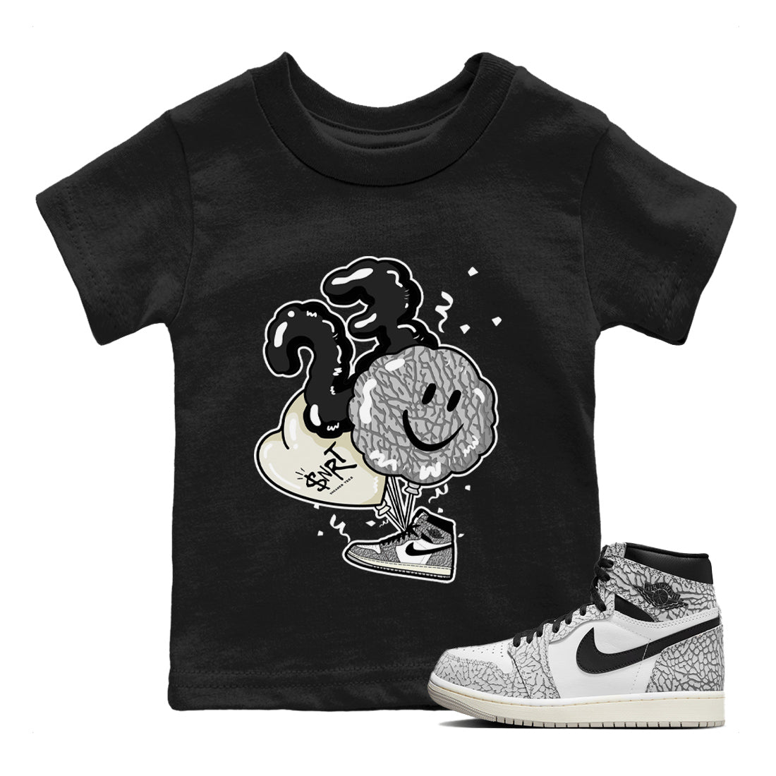 Balloon Kids Tops - Air Jordan 1 White Cement
