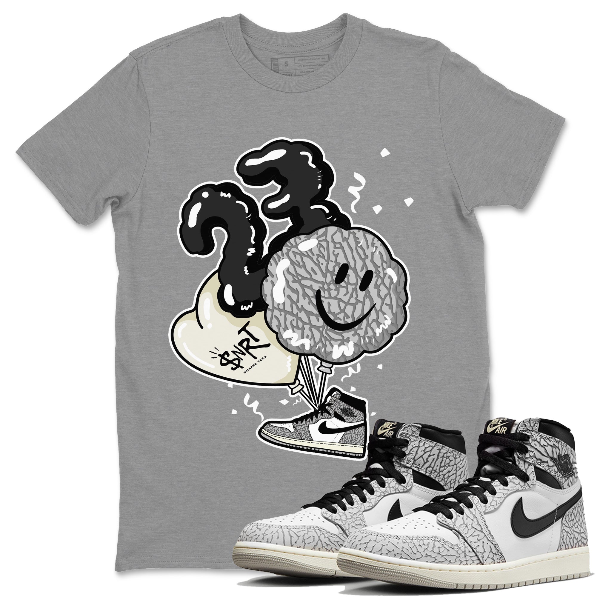 Balloon Unisex Tops - Air Jordan 1 White Cement