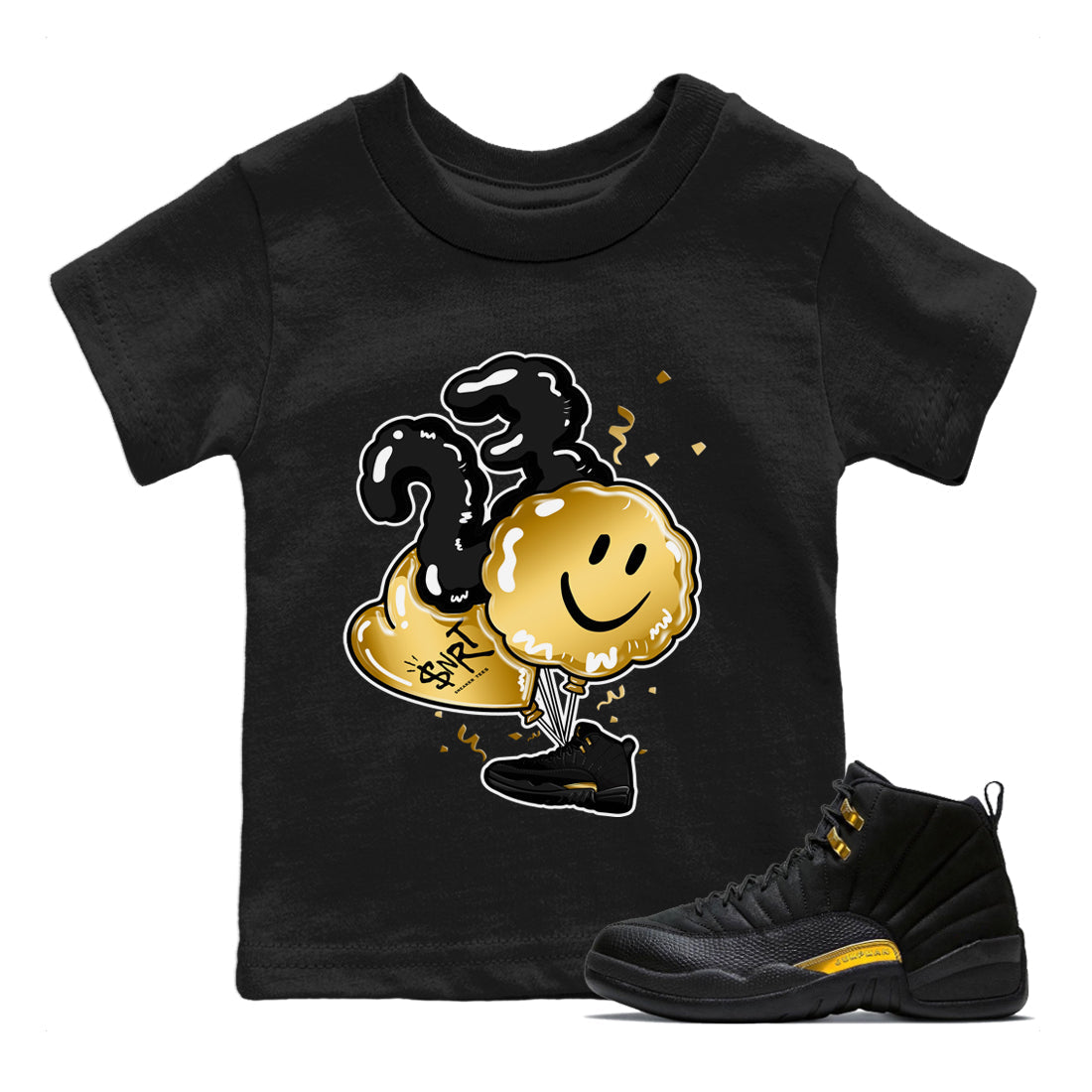 Balloon Kids Tops - Air Jordan 12 Black Taxi