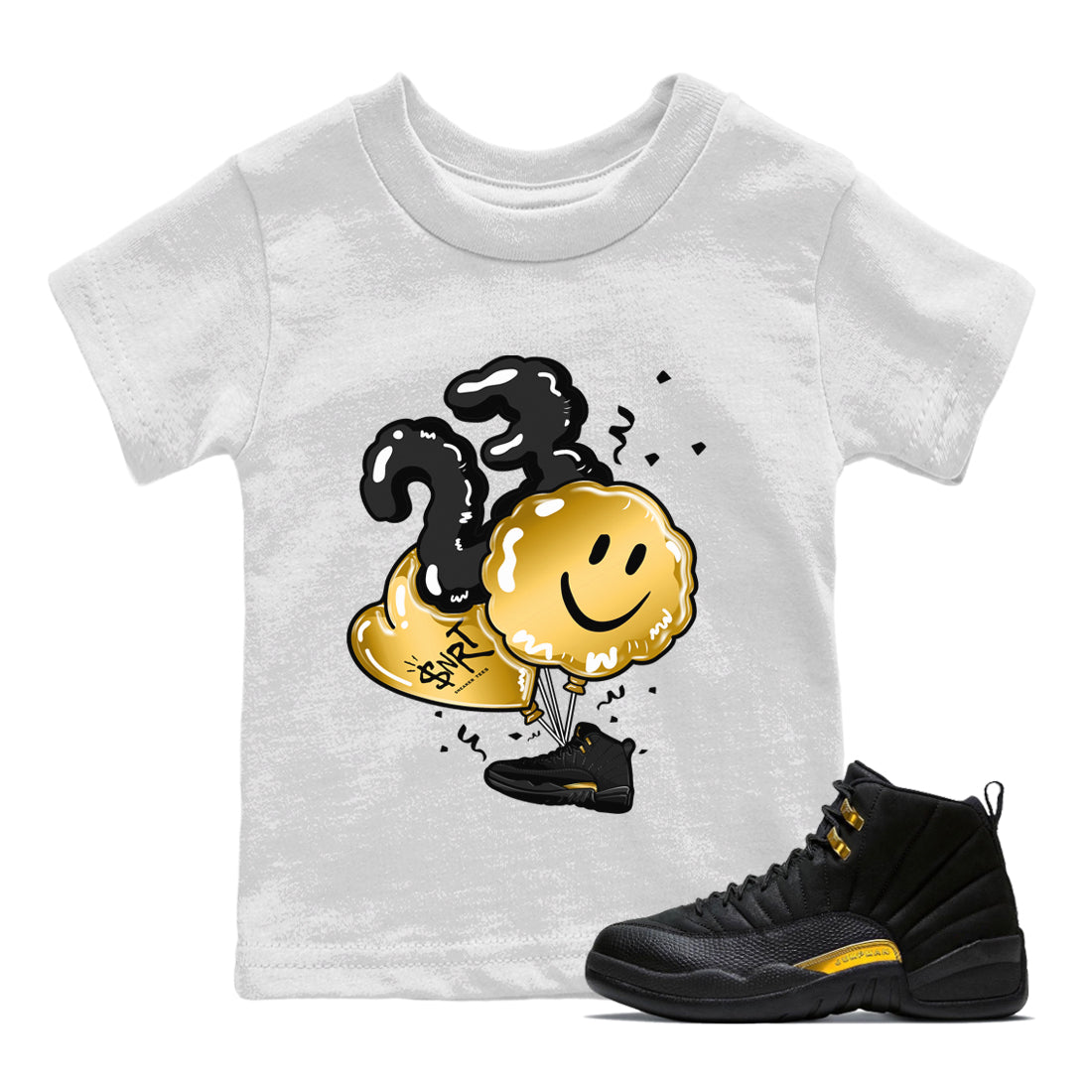 Balloon Kids Tops - Air Jordan 12 Black Taxi