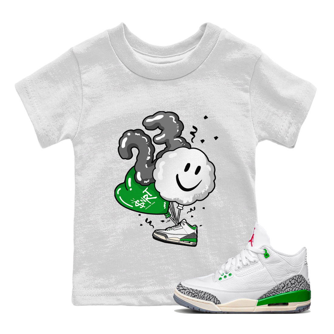 Balloon Kids Tops - Air Jordan 3 Lucky Green