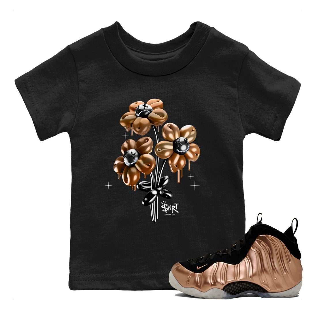 Balloon Bouquet snkmatch Tees Kids - Air Foamposite One Metallic Copper