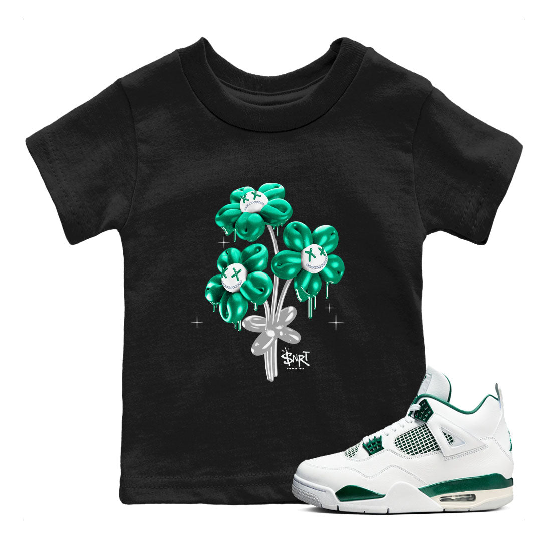 Balloon Bouquet snkmatch Tees Kids - Air Jordan 4 Oxidized Green