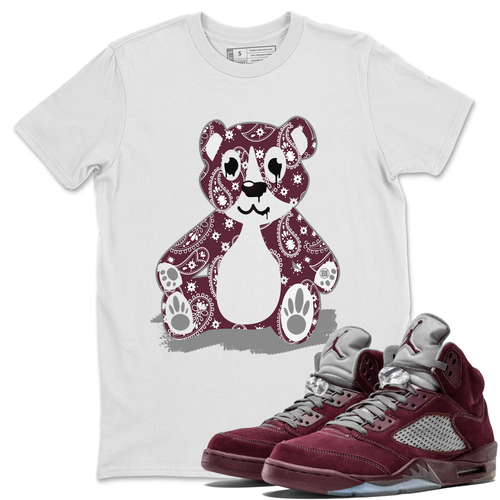Bandana Bear Unisex Tops - Air Jordan 5 Burgundy
