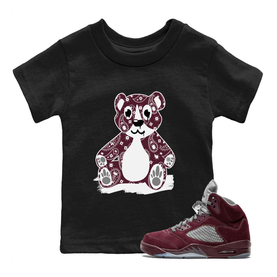 Bandana Bear Kids Tops - Air Jordan 5 Burgundy