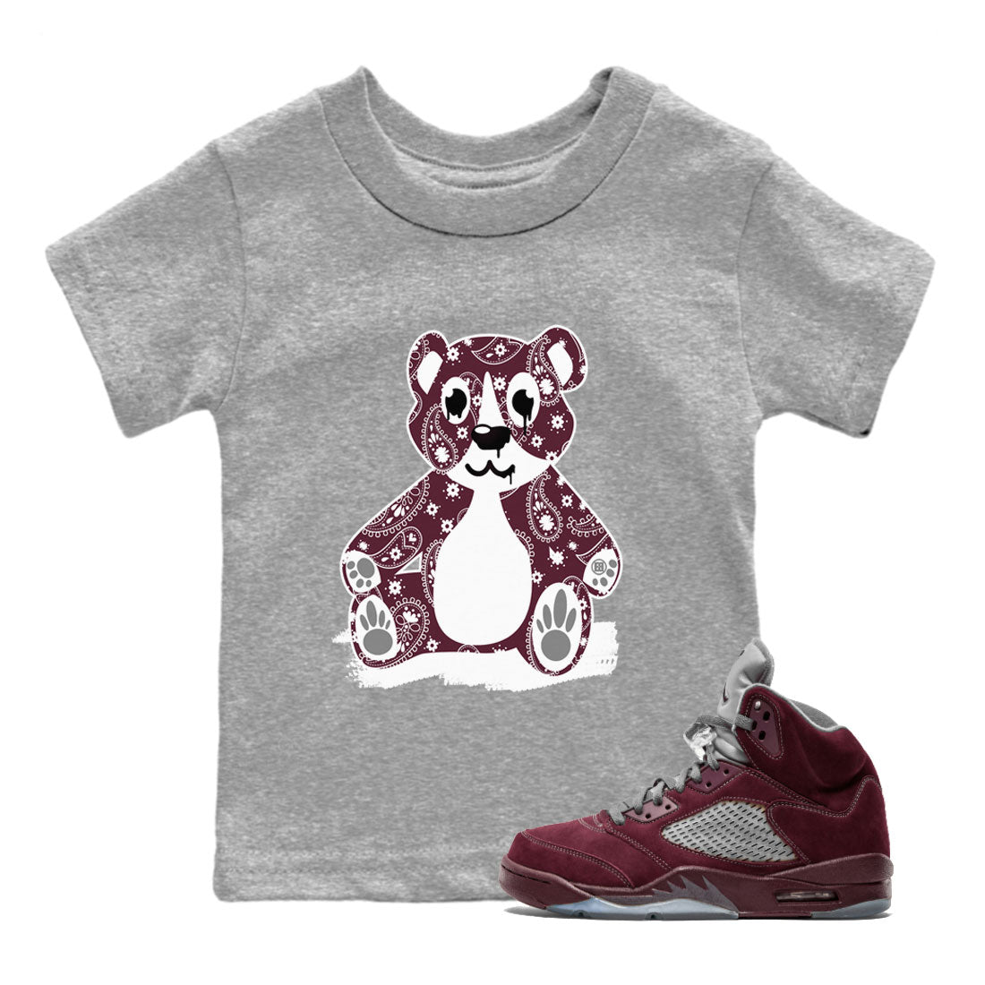 Bandana Bear Kids Tops - Air Jordan 5 Burgundy