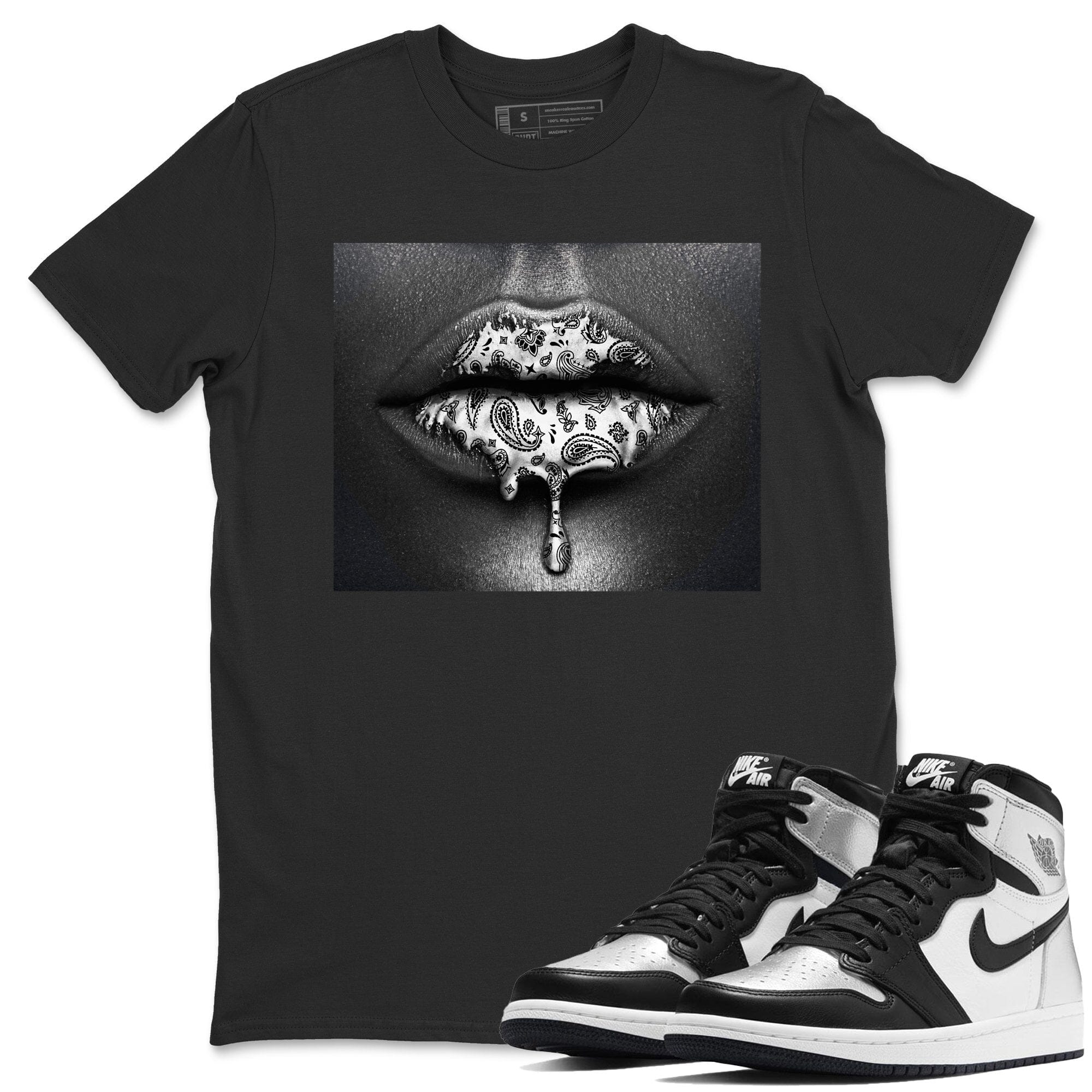 Bandana Lips Unisex Tops - Air Jordan 1 Silver Toe