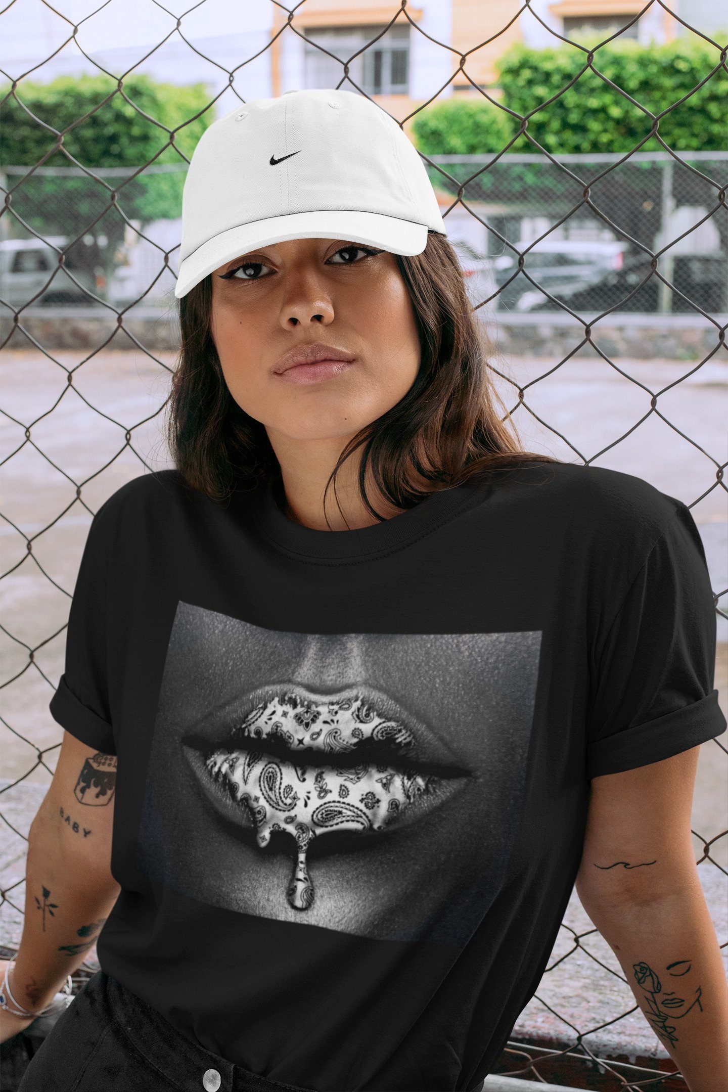 Bandana Lips Unisex Tops - Air Jordan 1 Silver Toe