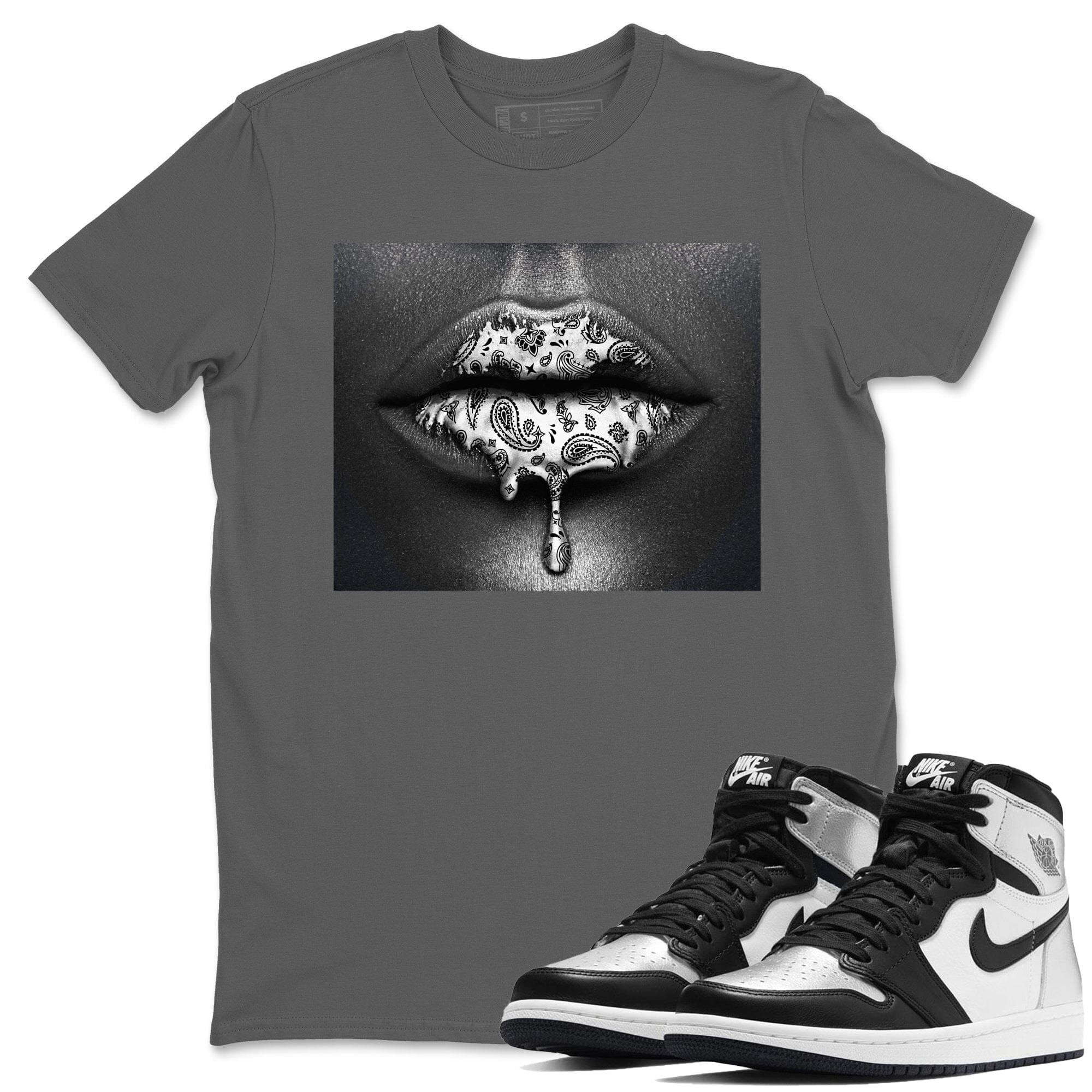 Bandana Lips Unisex Tops - Air Jordan 1 Silver Toe
