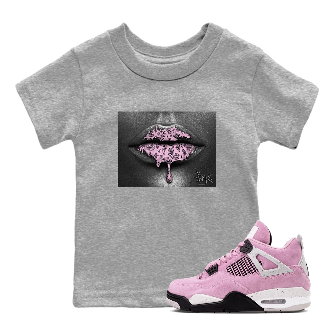 Bandana Lips snkmatch Tees Kids - Air Jordan 4 Orchid