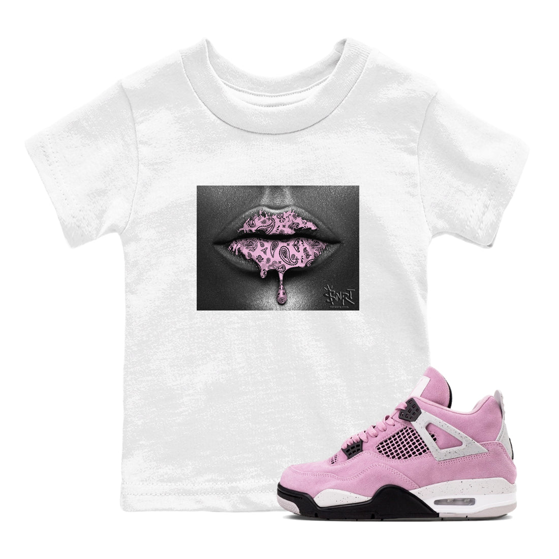 Bandana Lips snkmatch Tees Kids - Air Jordan 4 Orchid