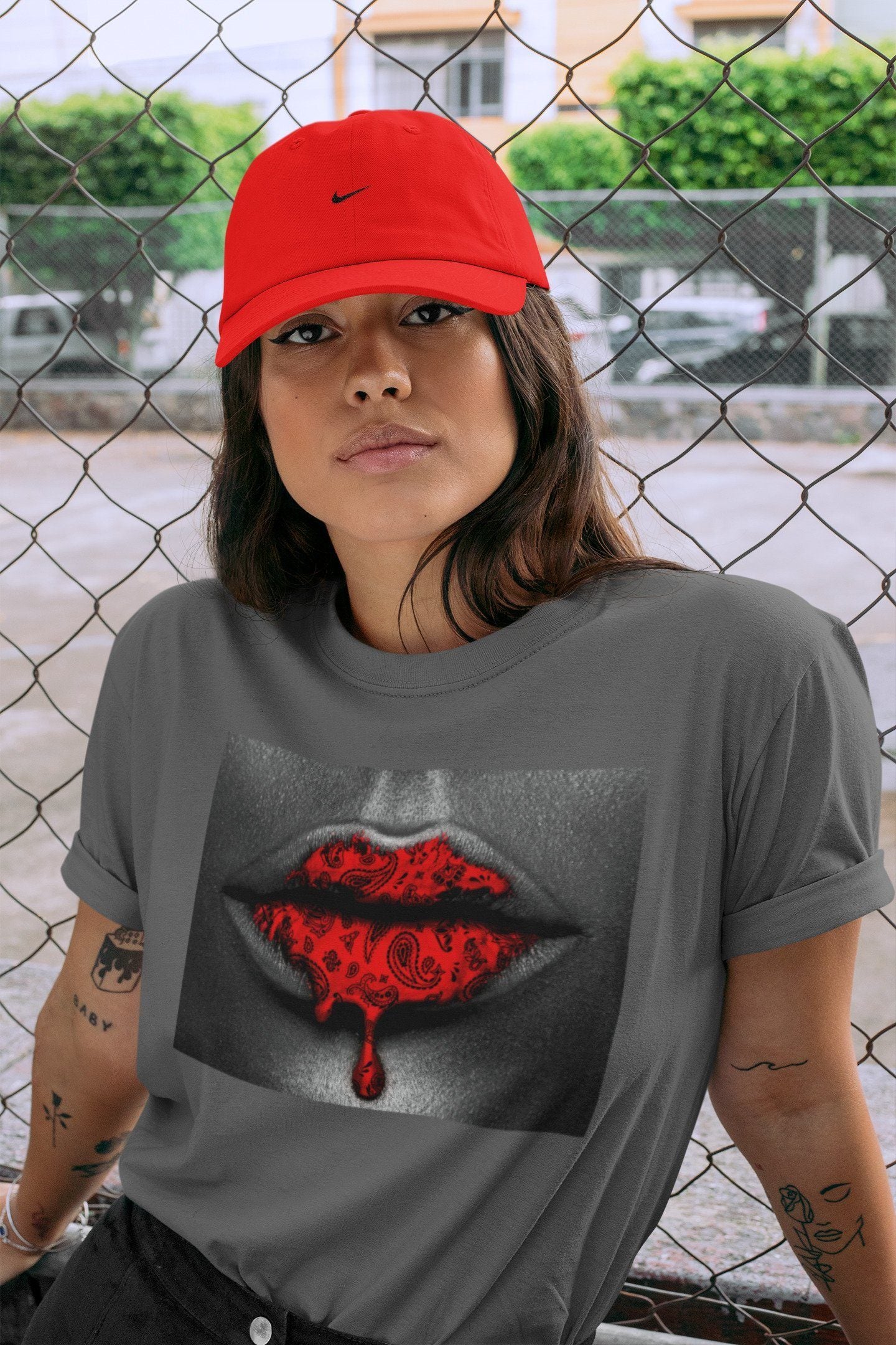 Bandana Lips Unisex Tops - Air Jordan 5 Raging Bull