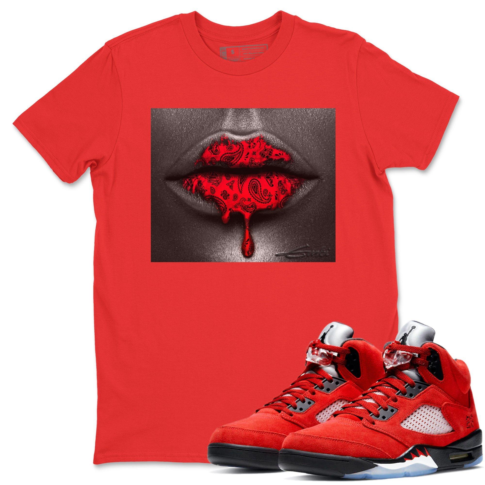 Bandana Lips Unisex Tops - Air Jordan 5 Raging Bull