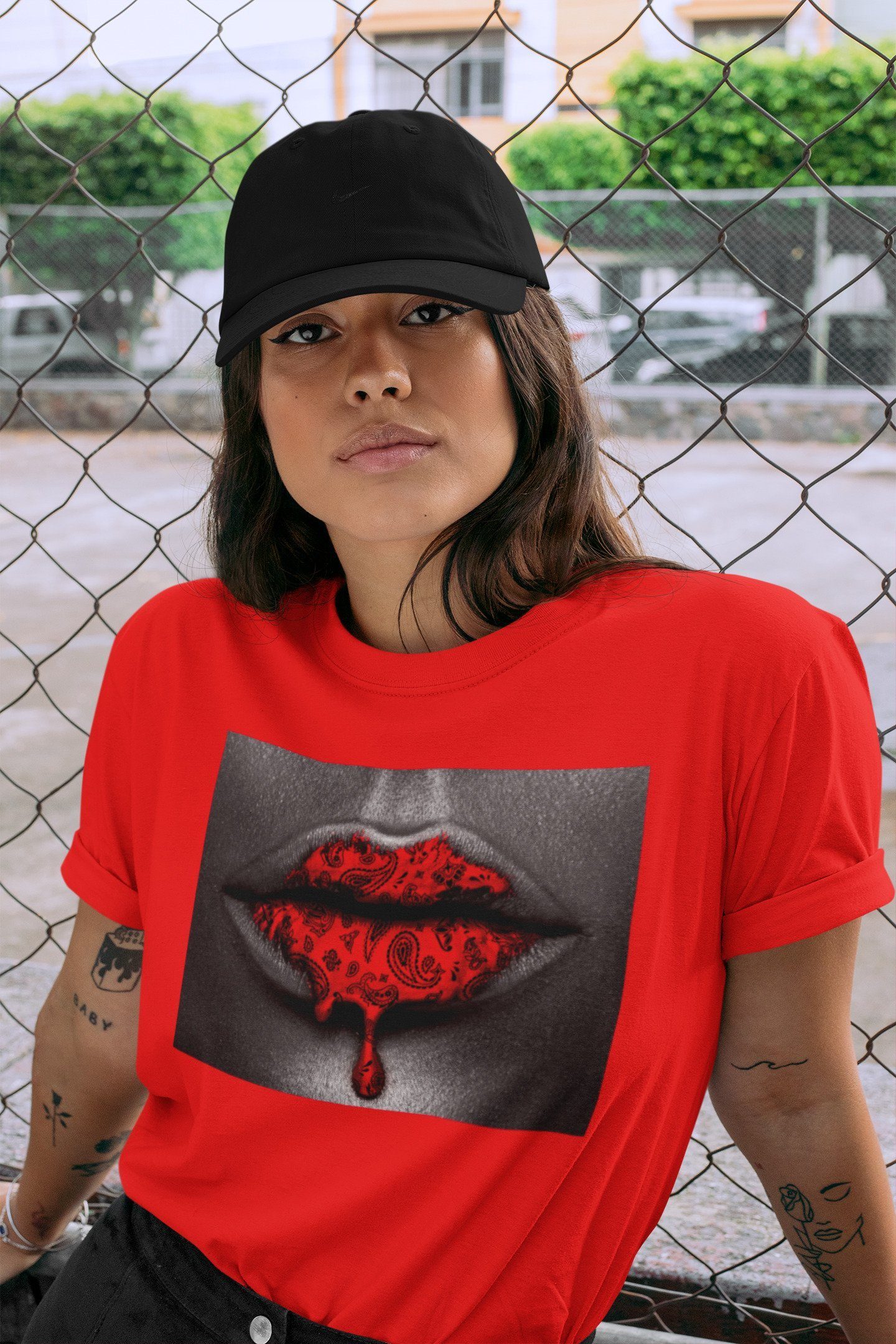 Bandana Lips Unisex Tops - Air Jordan 5 Raging Bull