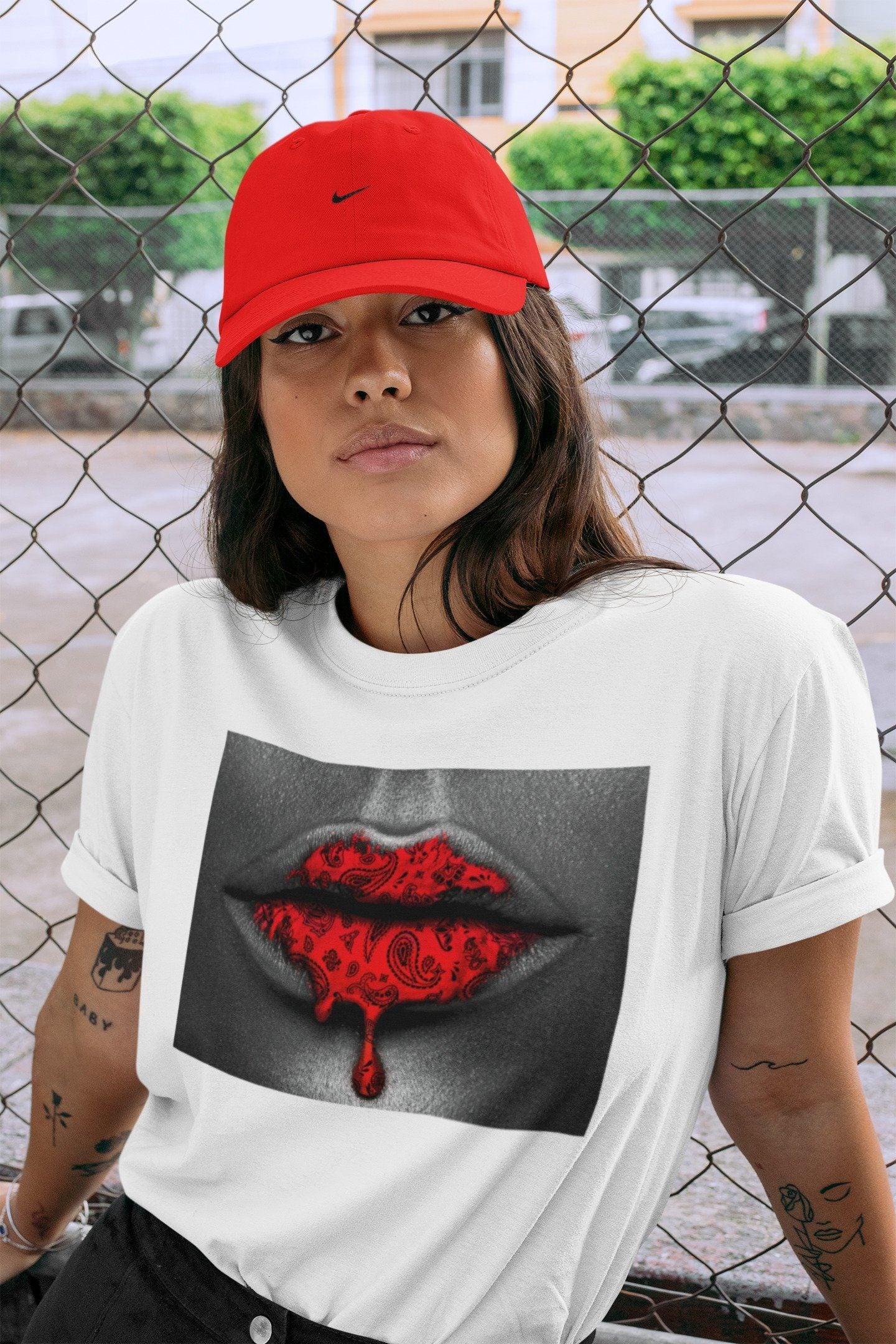 Bandana Lips Unisex Tops - Air Jordan 5 Raging Bull