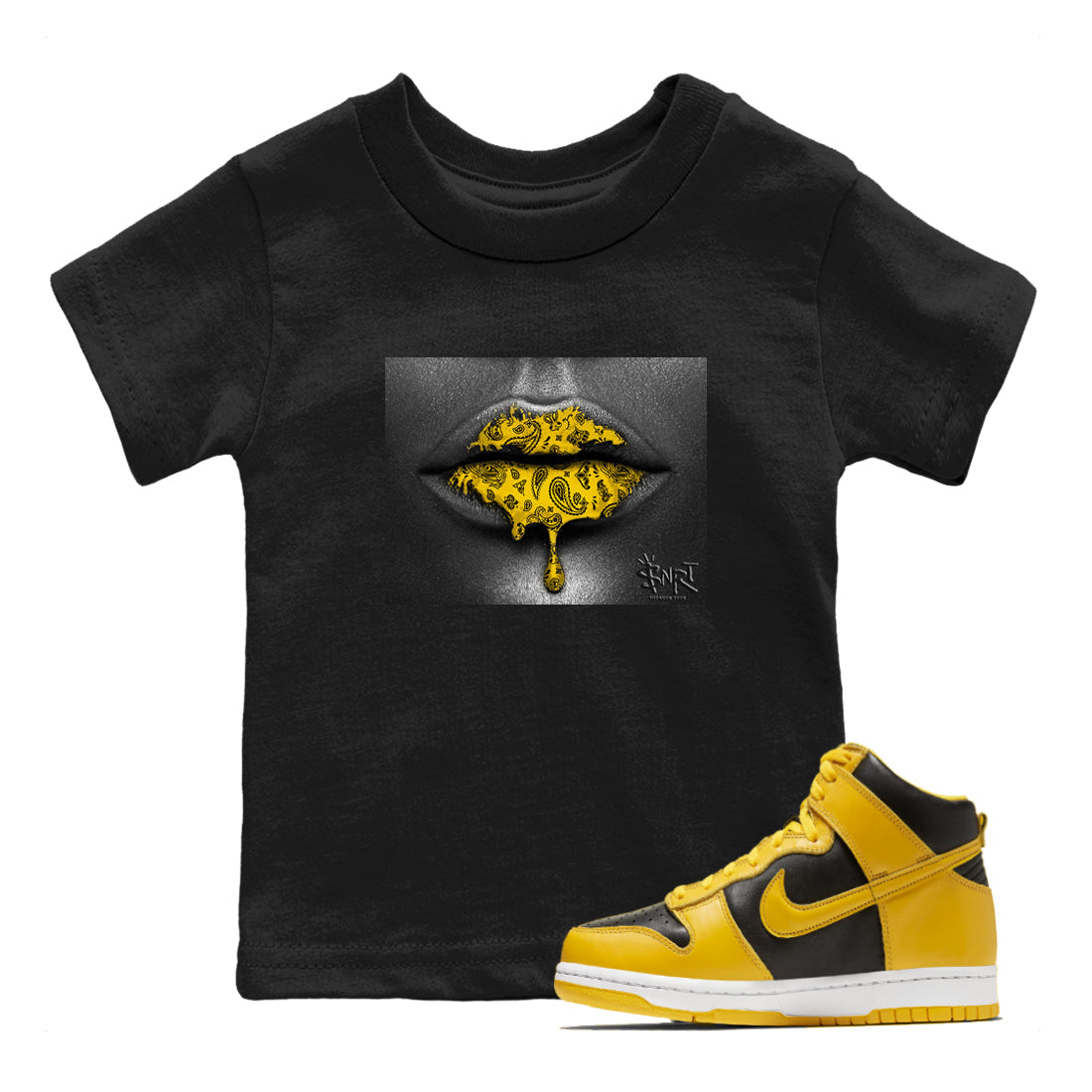 Bandana Lips snkmatch Tees Kids - Dunk High Pollen