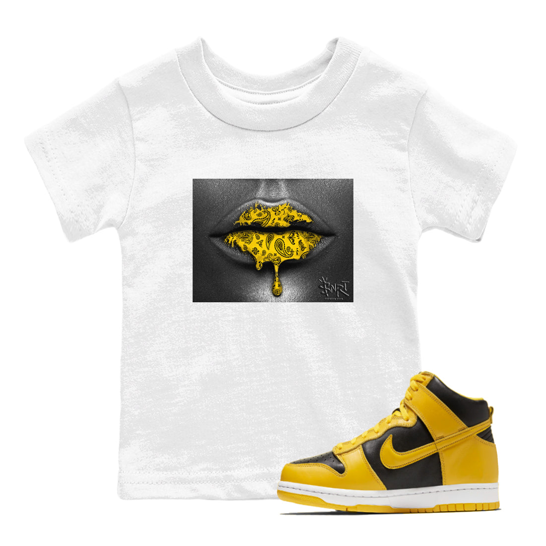 Bandana Lips snkmatch Tees Kids - Dunk High Pollen