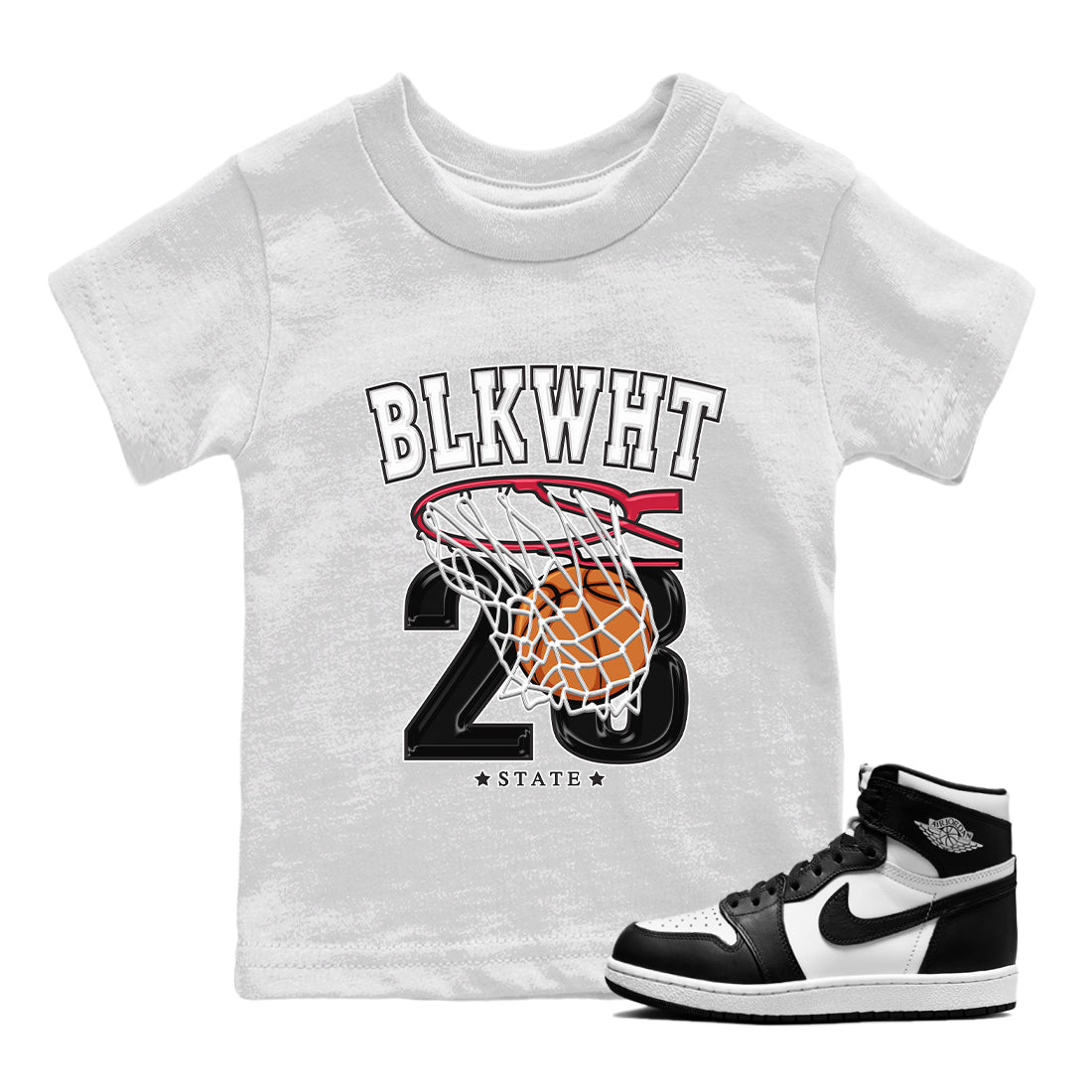Basketball Kids Tops - Air Jordan 1 Black White
