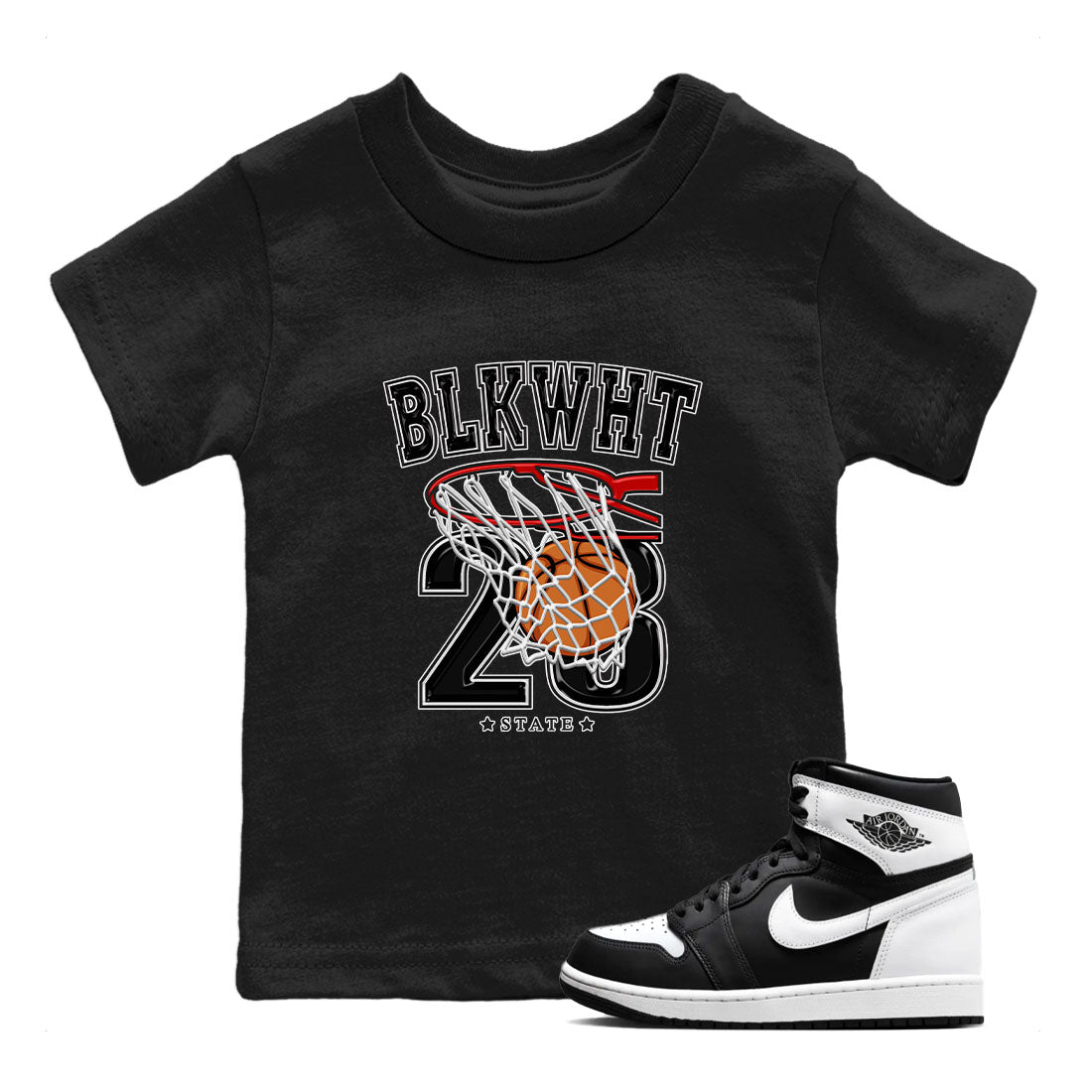 Basketball snkmatch Tees Kids - Air Jordan 1 Black White