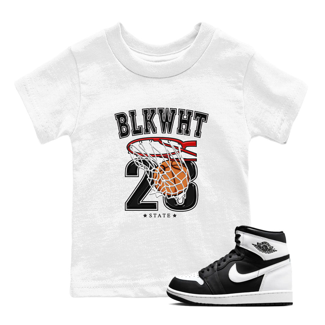 Basketball snkmatch Tees Kids - Air Jordan 1 Black White