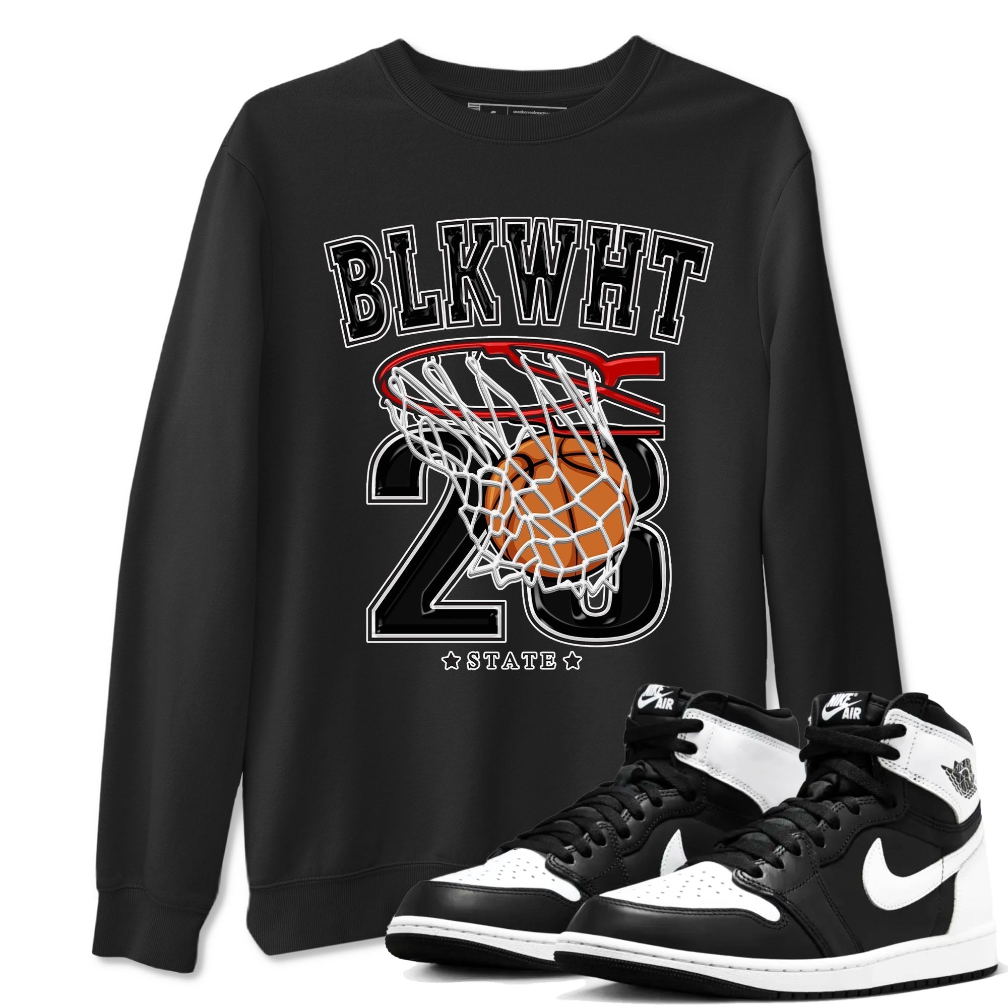 Basketball snkmatch Tees - Air Jordan 1 Black White