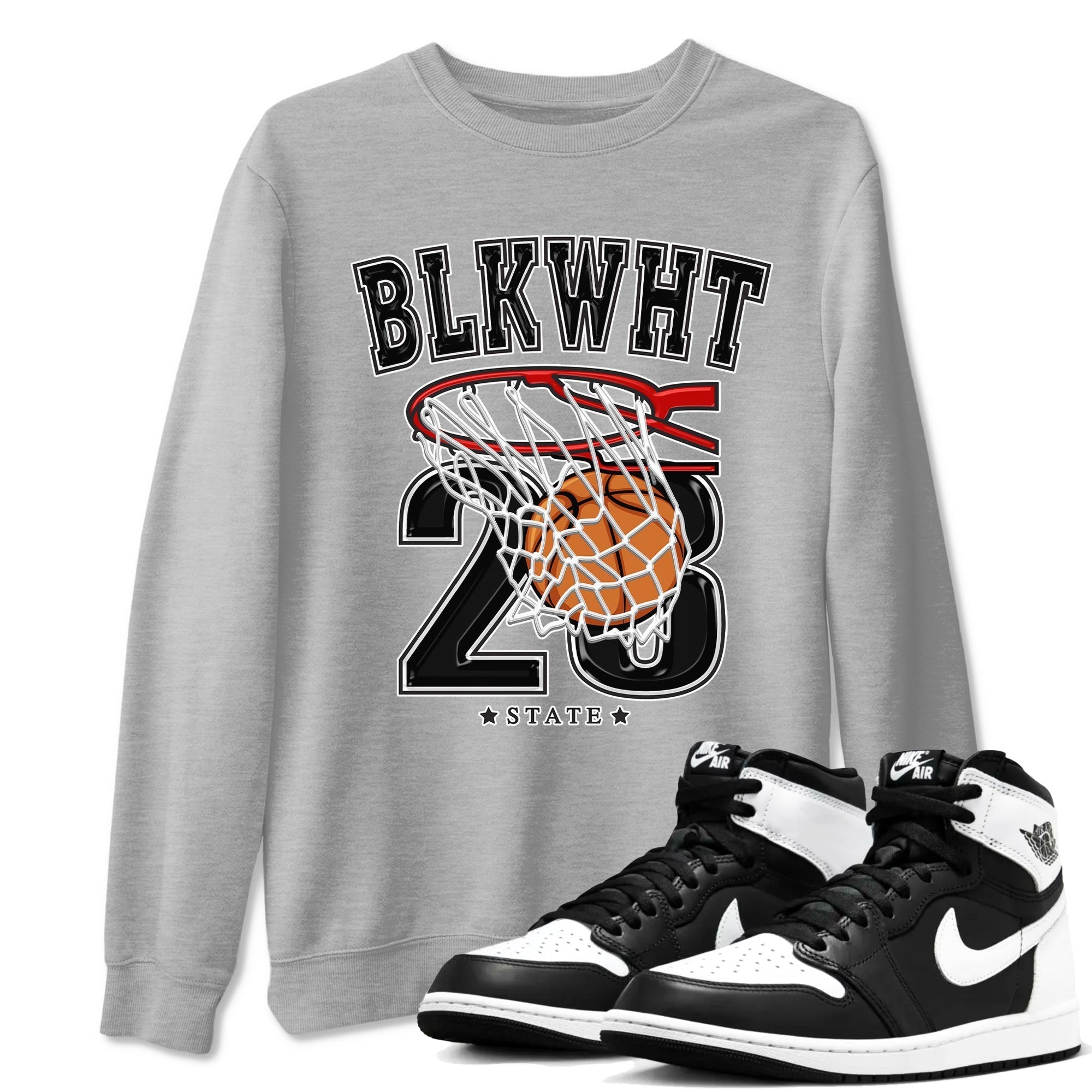 Basketball snkmatch Tees - Air Jordan 1 Black White