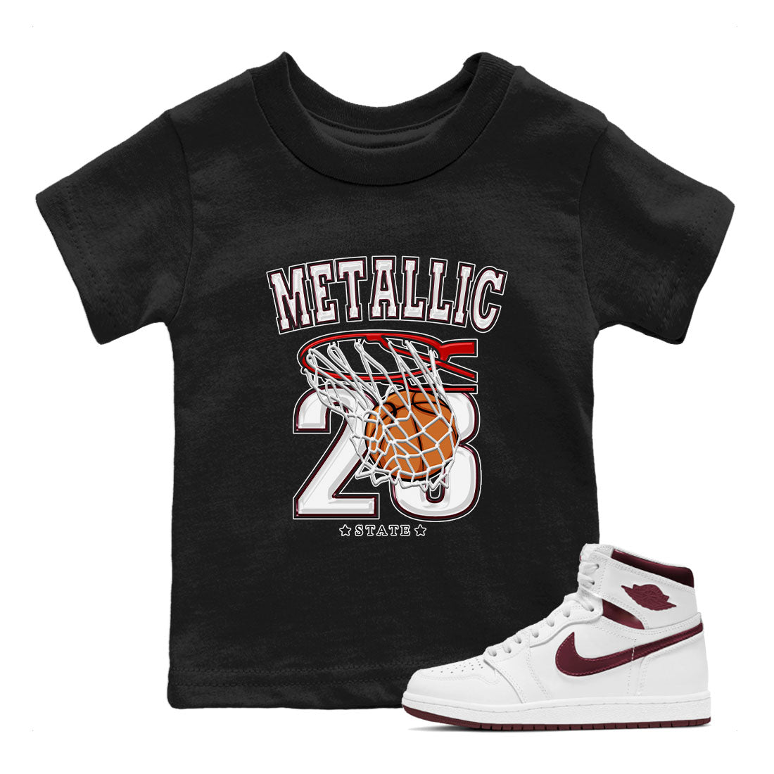 Basketball snkmatch Tees Kids - Air Jordan 1 Metallic Burgundy