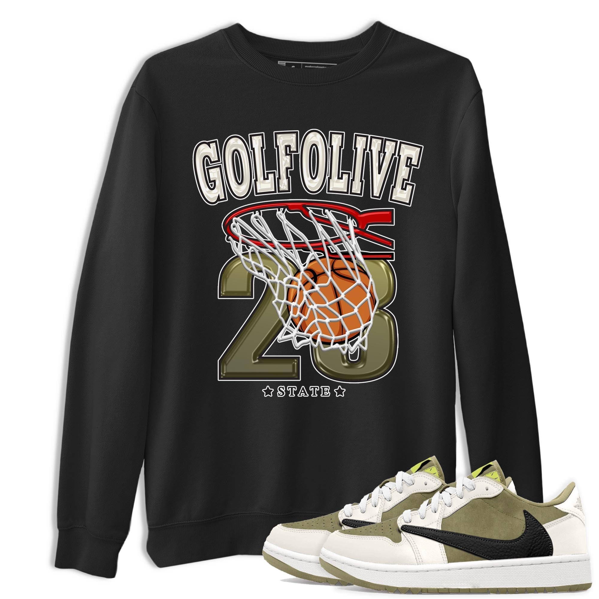 Basketball snkmatch Tee - Air Jordan 1 Travis Scott Golf Olive