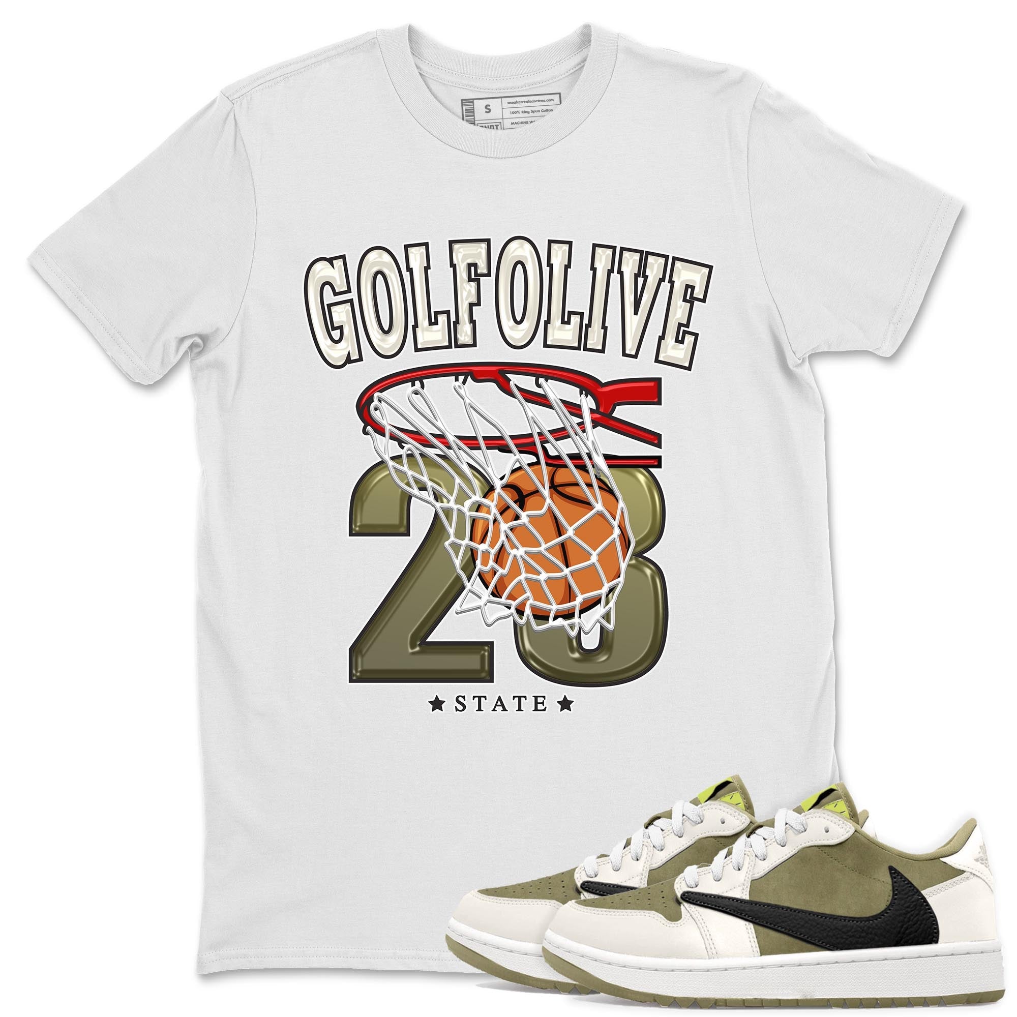 Basketball snkmatch Tee - Air Jordan 1 Travis Scott Golf Olive